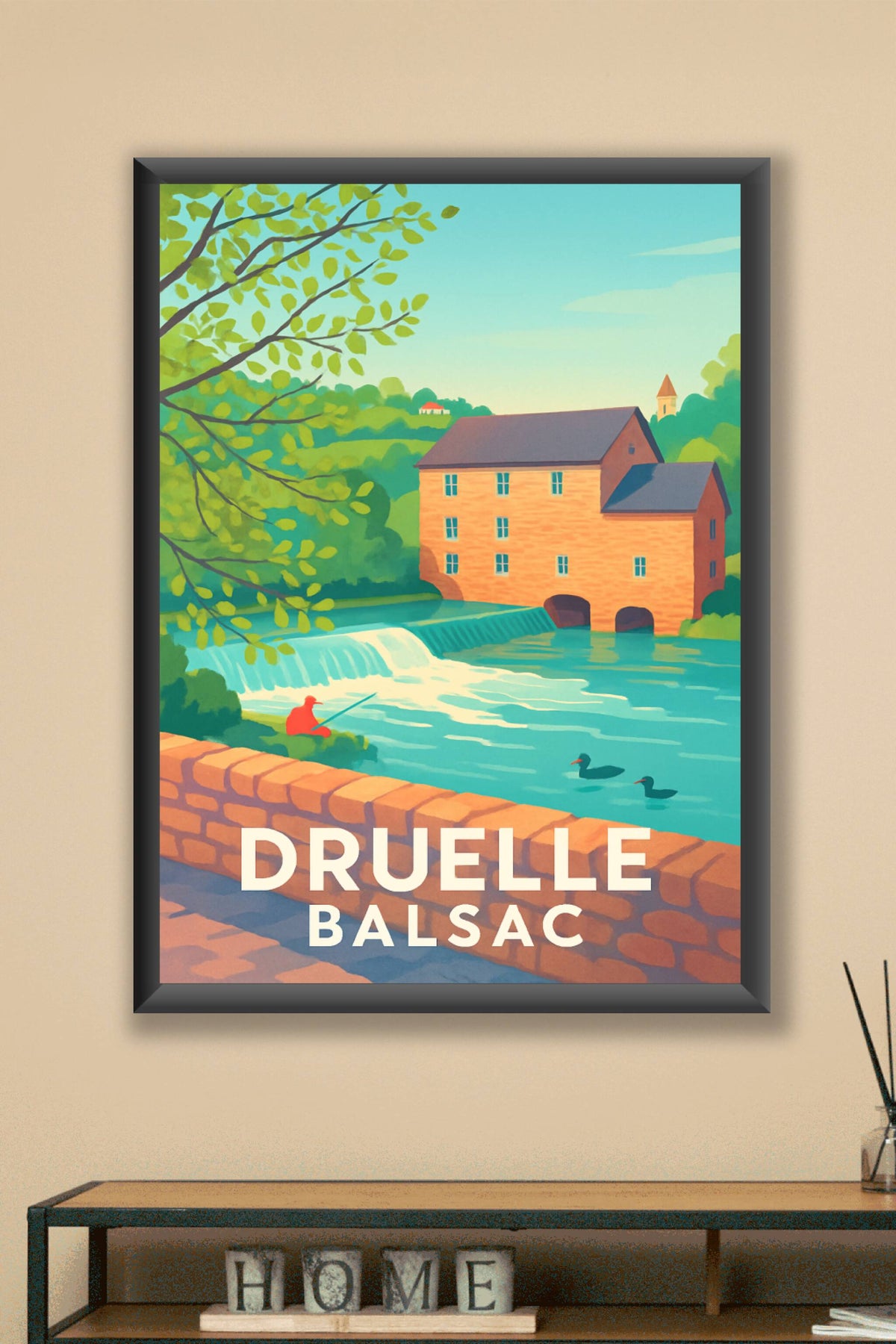 Affiche Druelle — Sérénité au fil de l'eau · poster d'art de Druelle