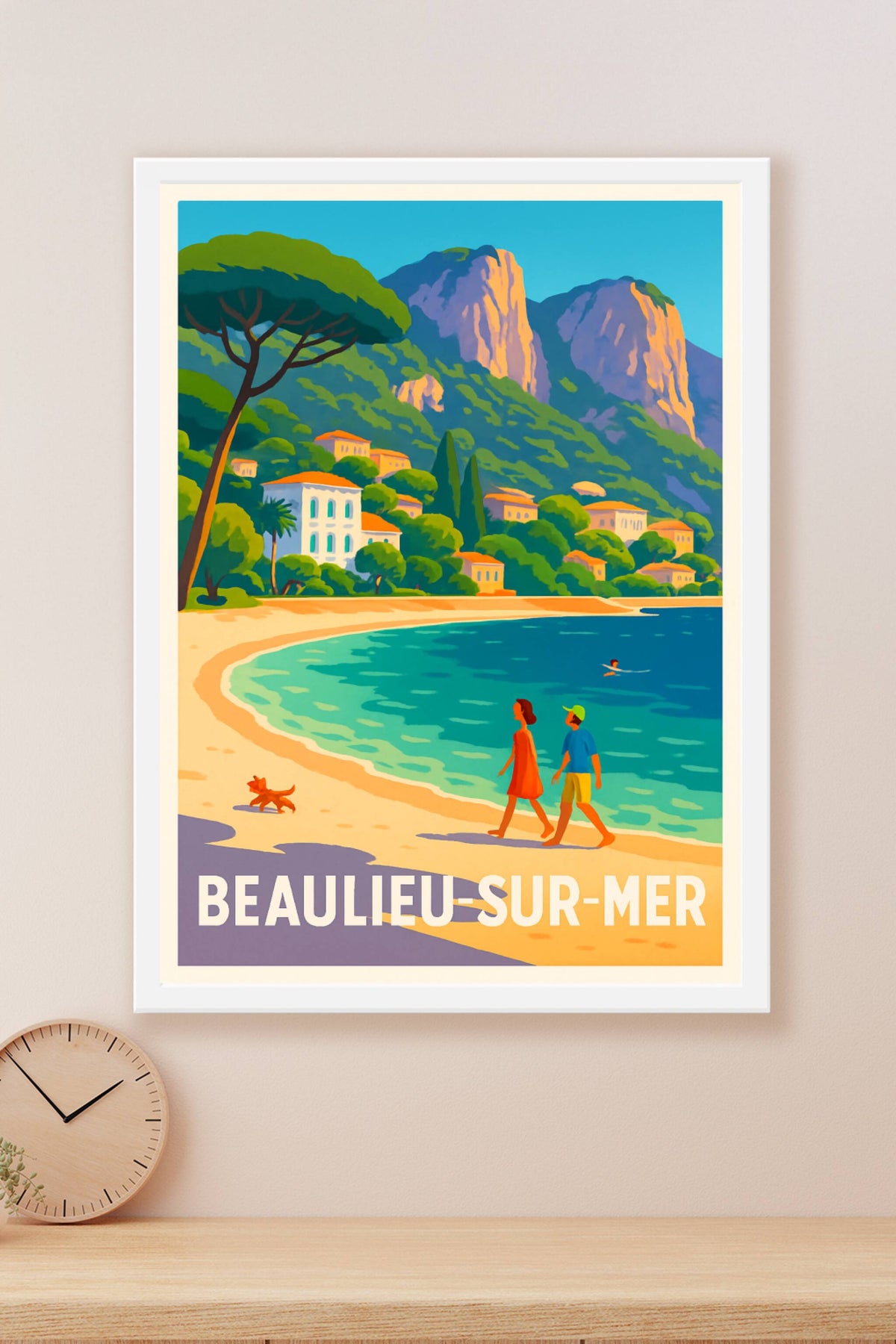 Affiche Beaulieu-sur-Mer — Promenade en bord de mer ensoleillée · poster d'art de Beaulieu-sur-Mer
