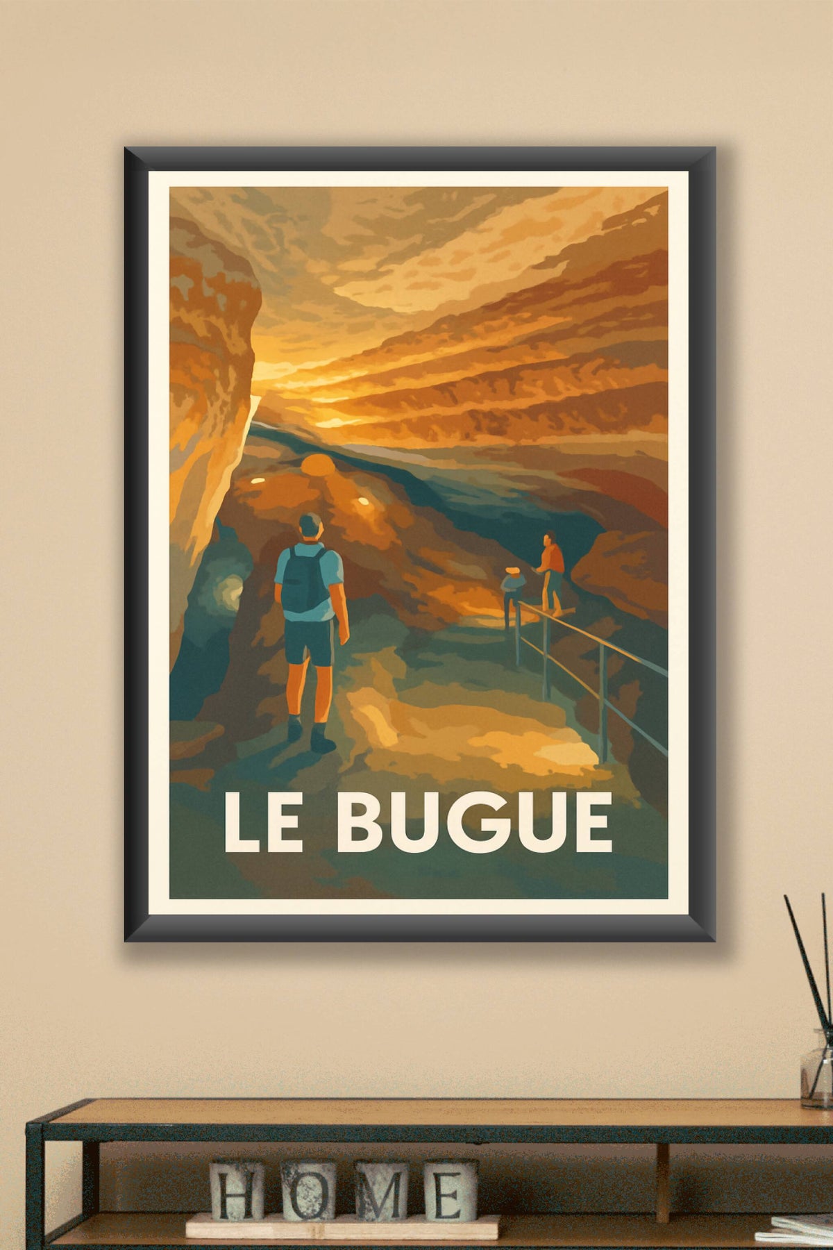 Affiche Le Bugue — Évasion au cœur des grottes lumineuses · poster d'art de Le Bugue