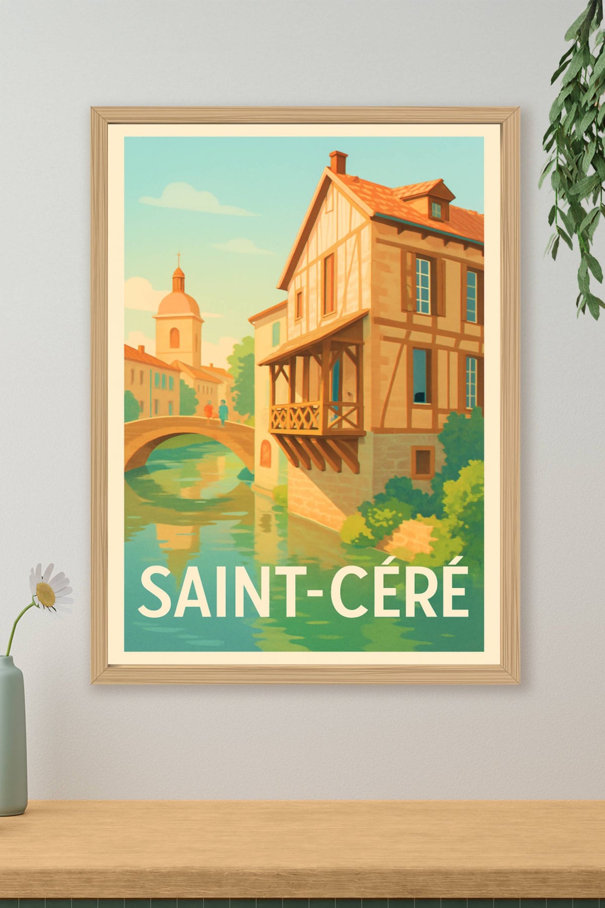 Affiche Saint-Céré — Charme et Sérénité au Bord de l'Eau · poster d'art de Saint-Céré