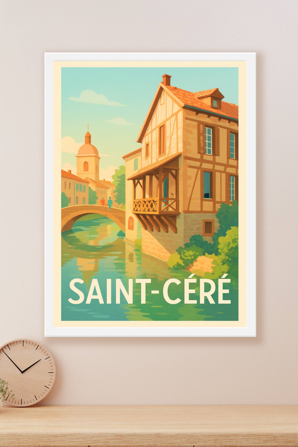 Affiche Saint-Céré — Charme et Sérénité au Bord de l'Eau · poster d'art de Saint-Céré