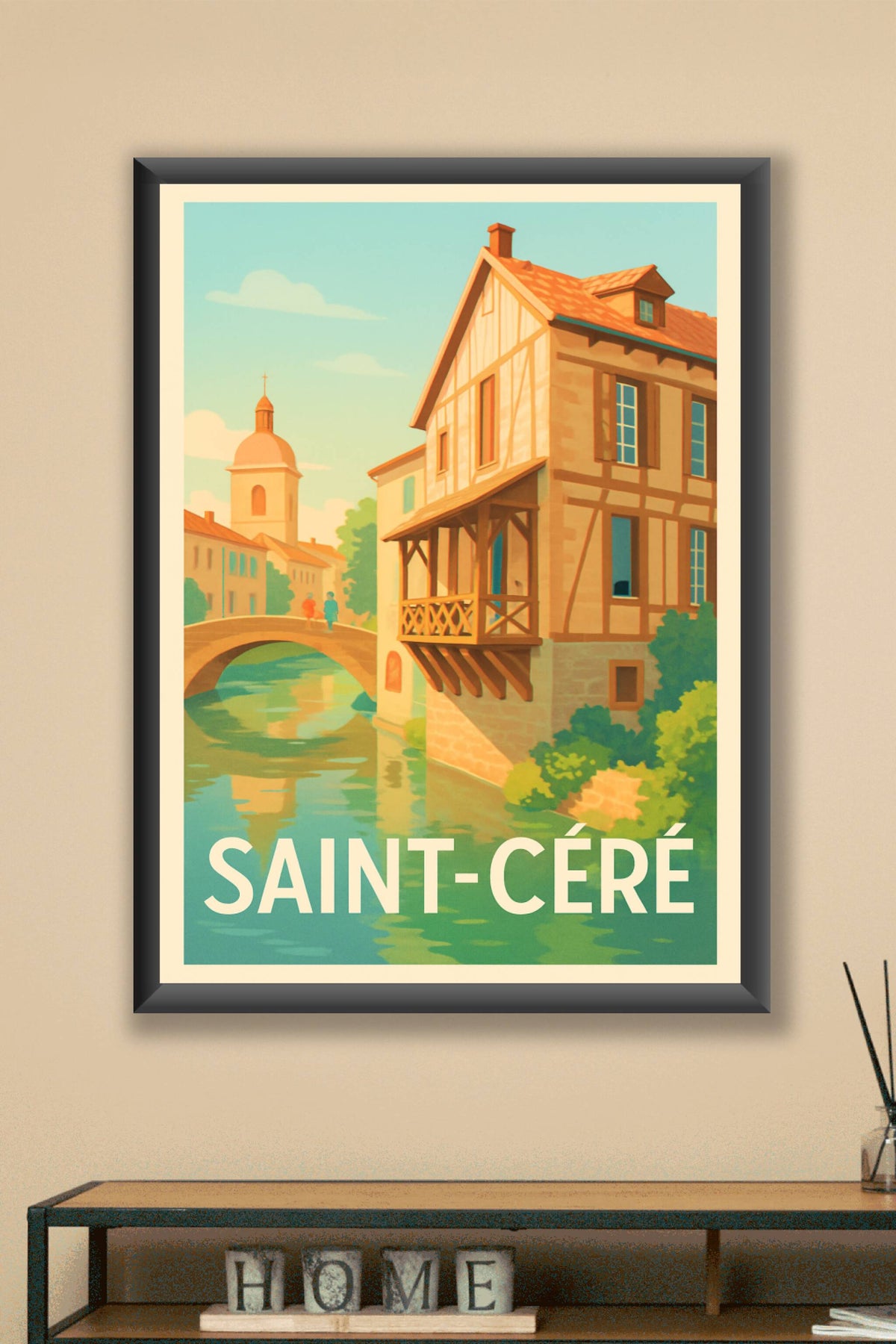 Affiche Saint-Céré — Charme et Sérénité au Bord de l'Eau · poster d'art de Saint-Céré