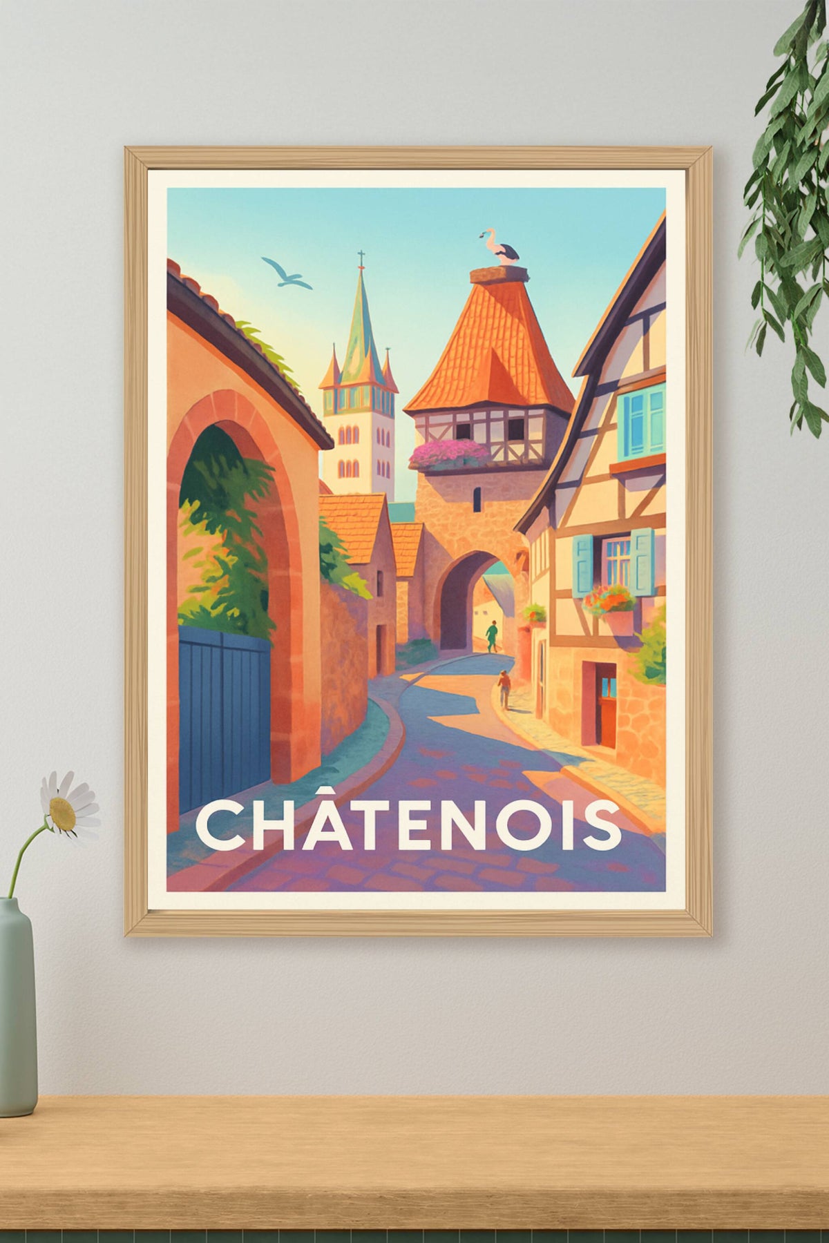 Affiche Châtenois — Charme médiéval au cœur de l’Alsace · poster d'art de Châtenois