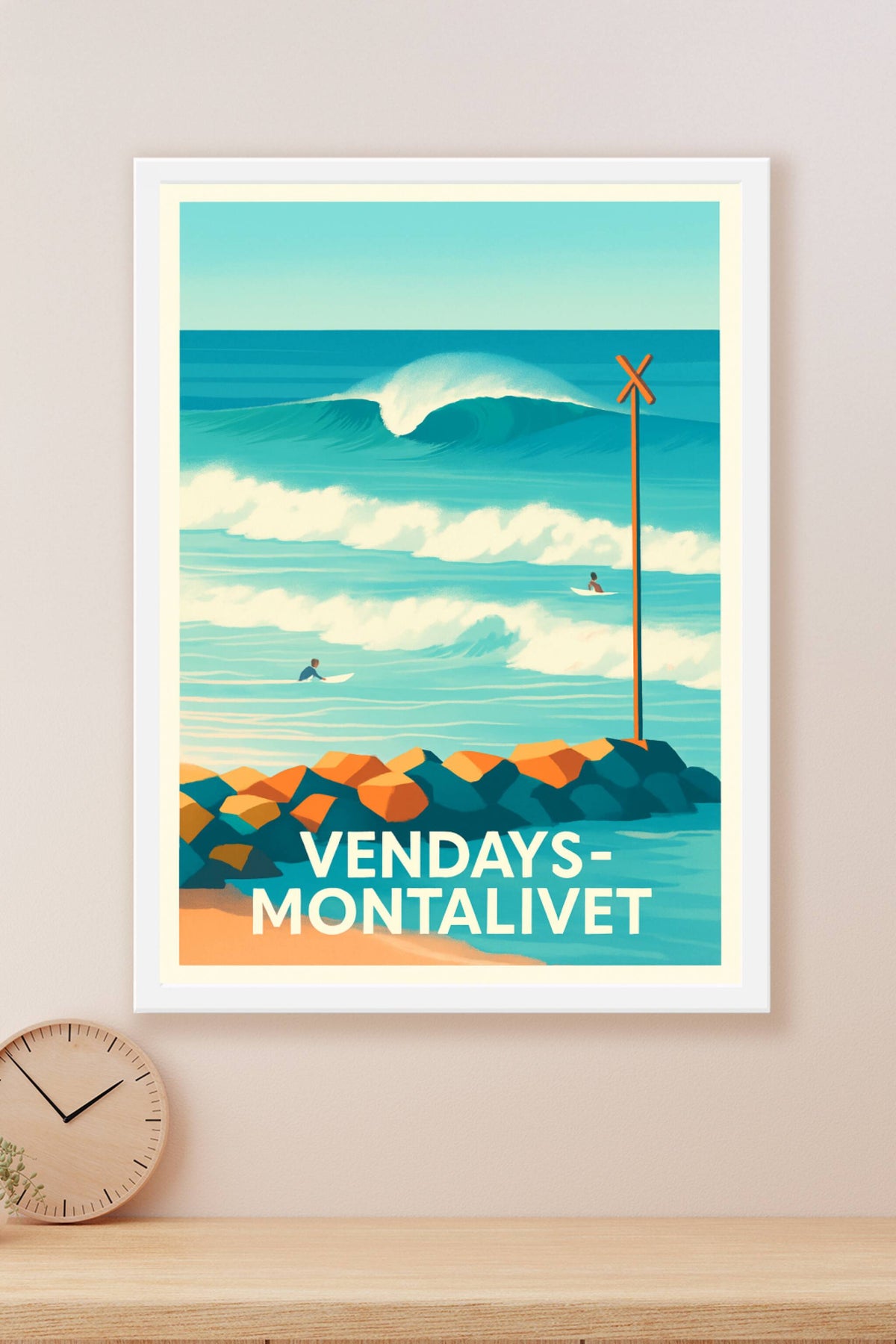 Affiche Vendays-Montalivet — Vagues et liberté sur la côte Atlantique · poster d'art de Vendays-Montalivet