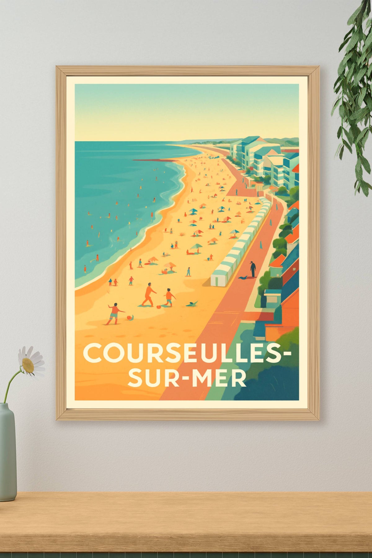 Affiche Courseulles-sur-Mer — Échappée belle sur la plage normande · poster d'art de Courseulles-sur-Mer