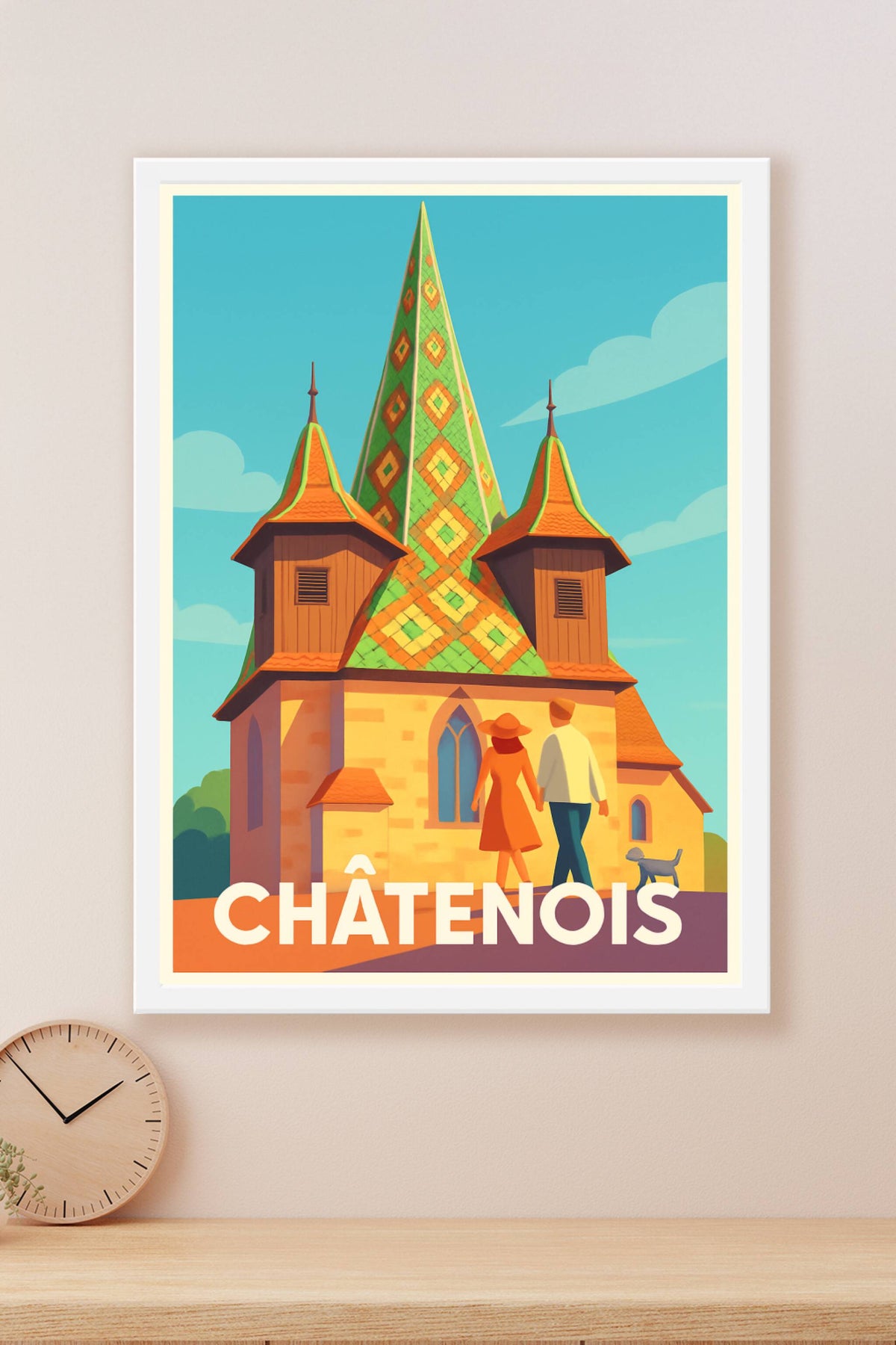 Affiche Châtenois — Charme et couleurs de l'Alsace traditionnelle · poster d'art de Châtenois