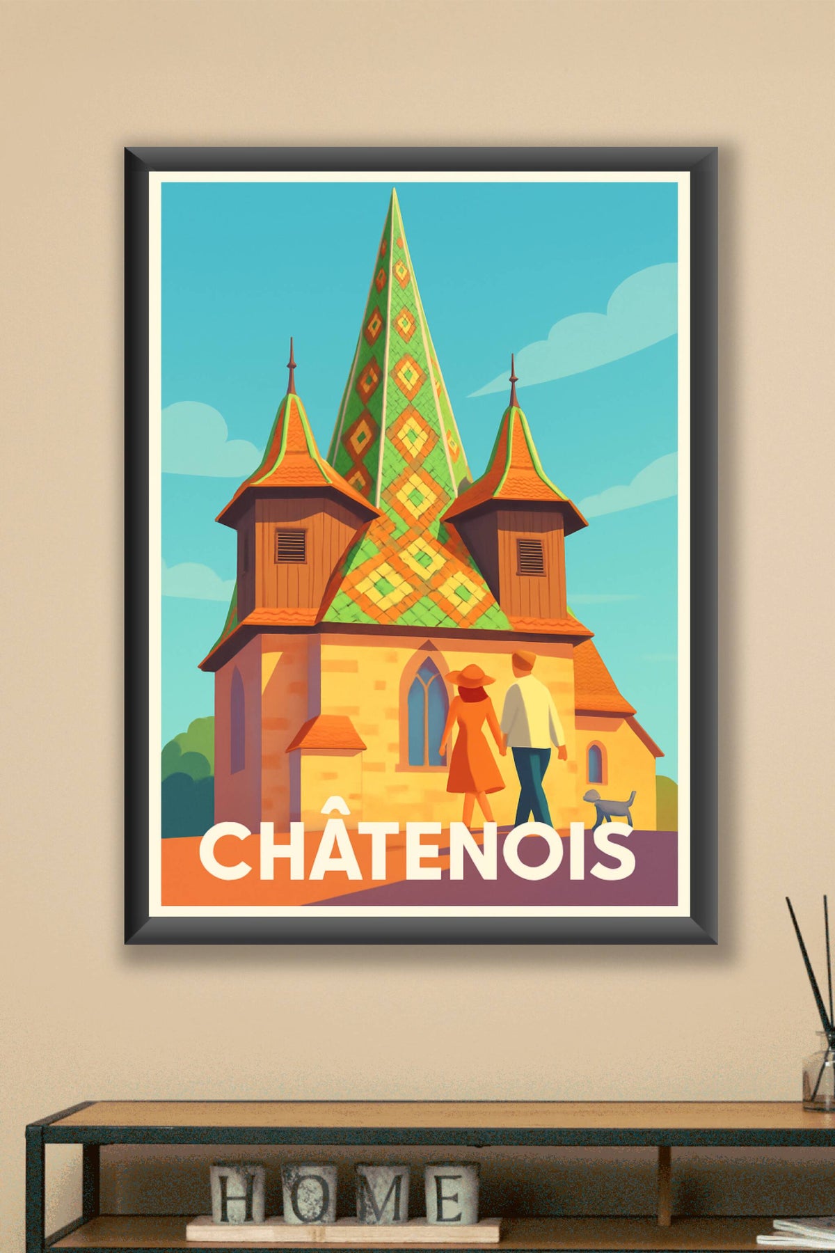 Affiche Châtenois — Charme et couleurs de l'Alsace traditionnelle · poster d'art de Châtenois
