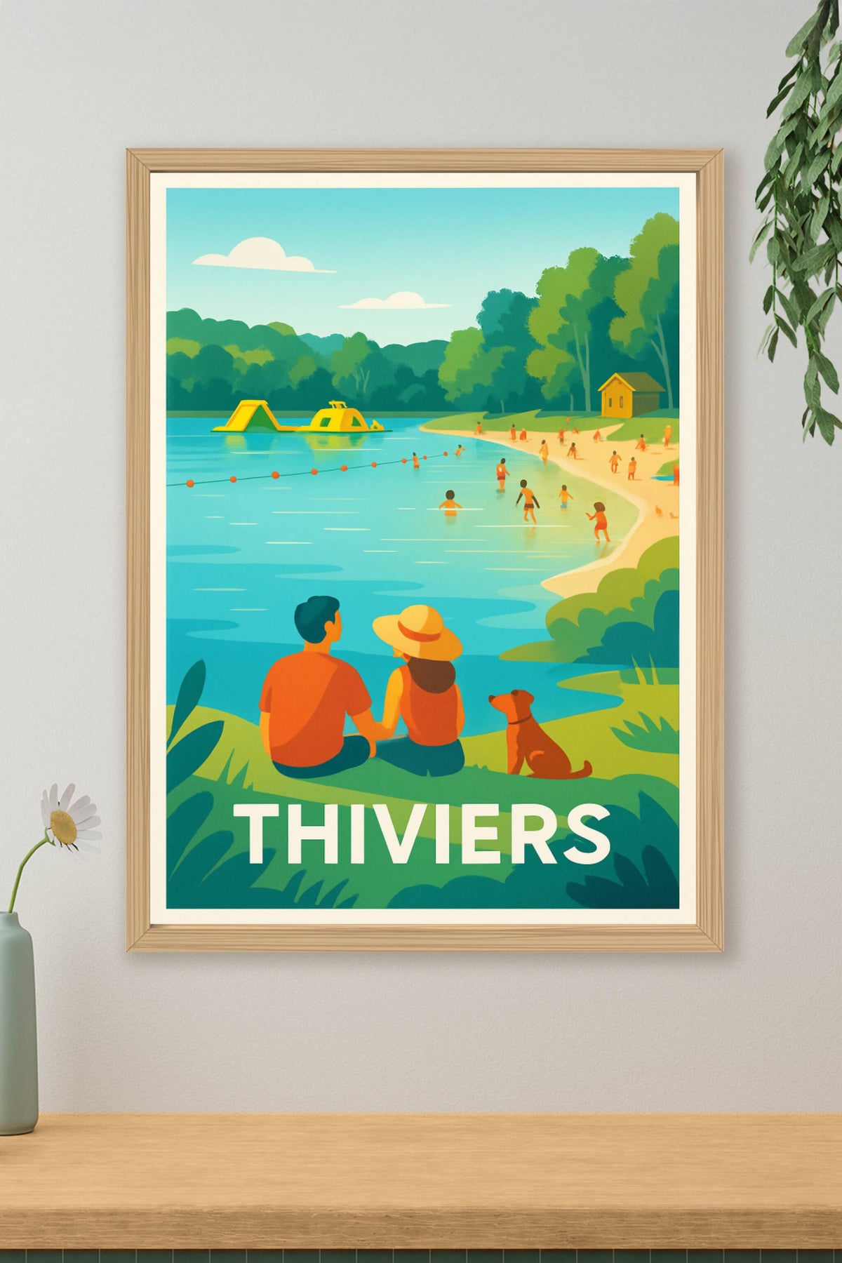 Affiche Thiviers — Escapade estivale au bord de l'eau · poster d'art de Thiviers