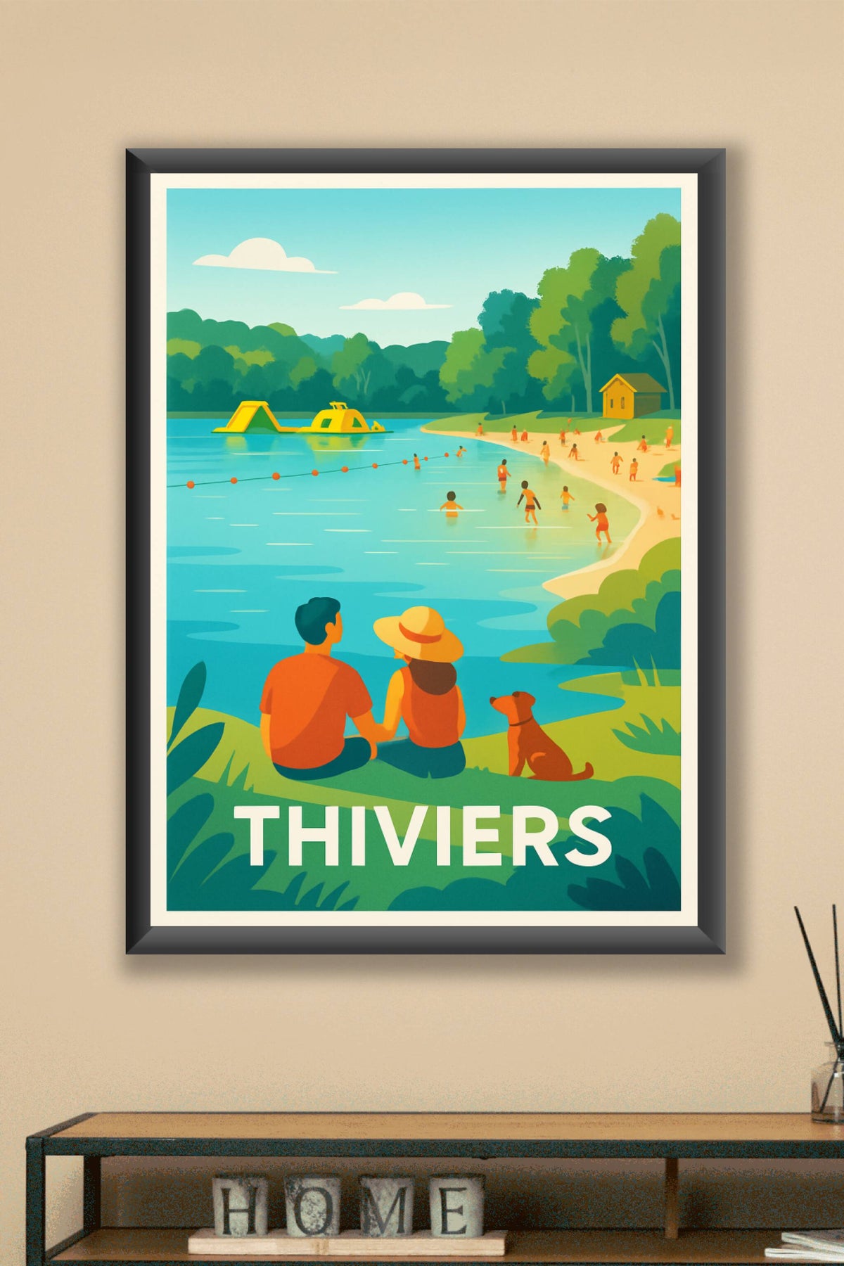 Affiche Thiviers — Escapade estivale au bord de l'eau · poster d'art de Thiviers