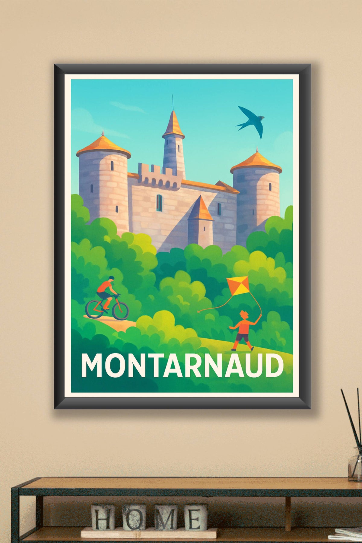 Affiche Montarnaud — Charme médiéval et nature en plein air · poster d'art de Montarnaud