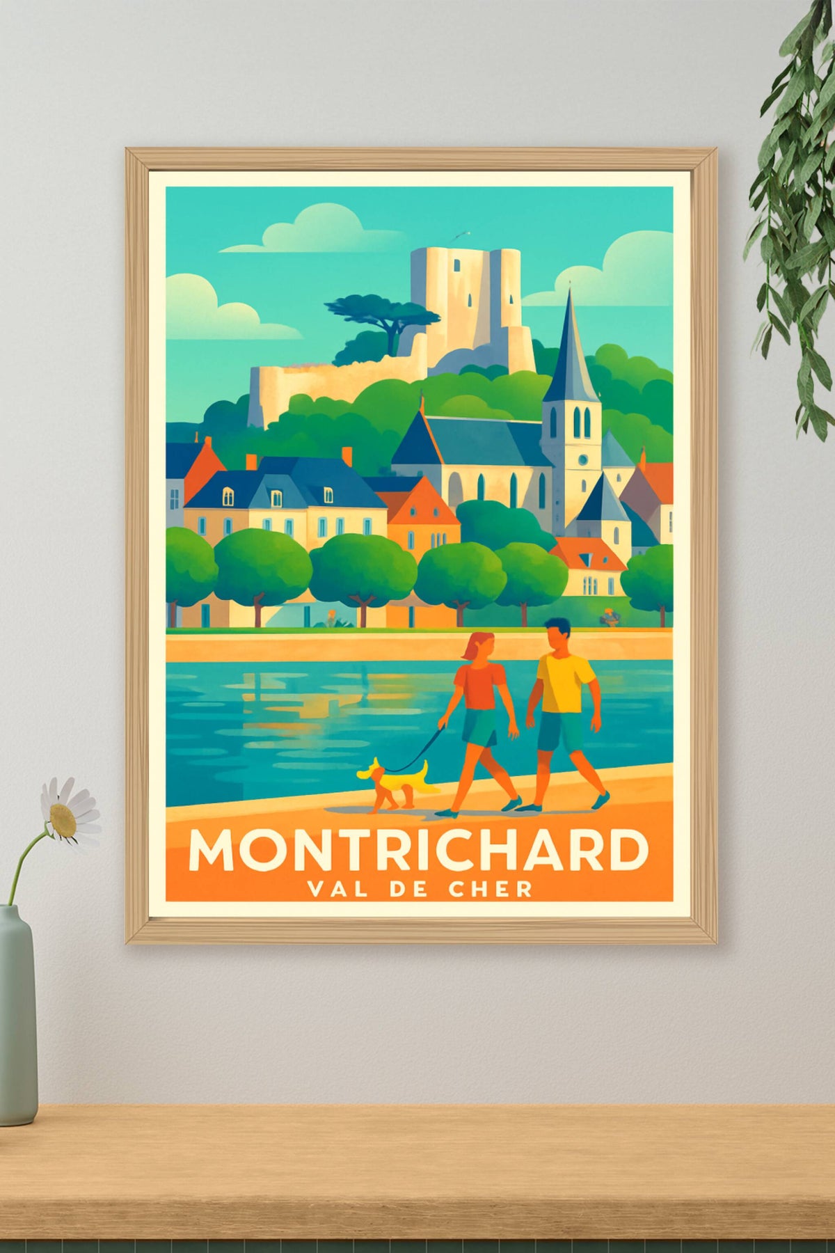 Affiche Montrichard — Promenade au bord du Cher · poster d'art de Montrichard