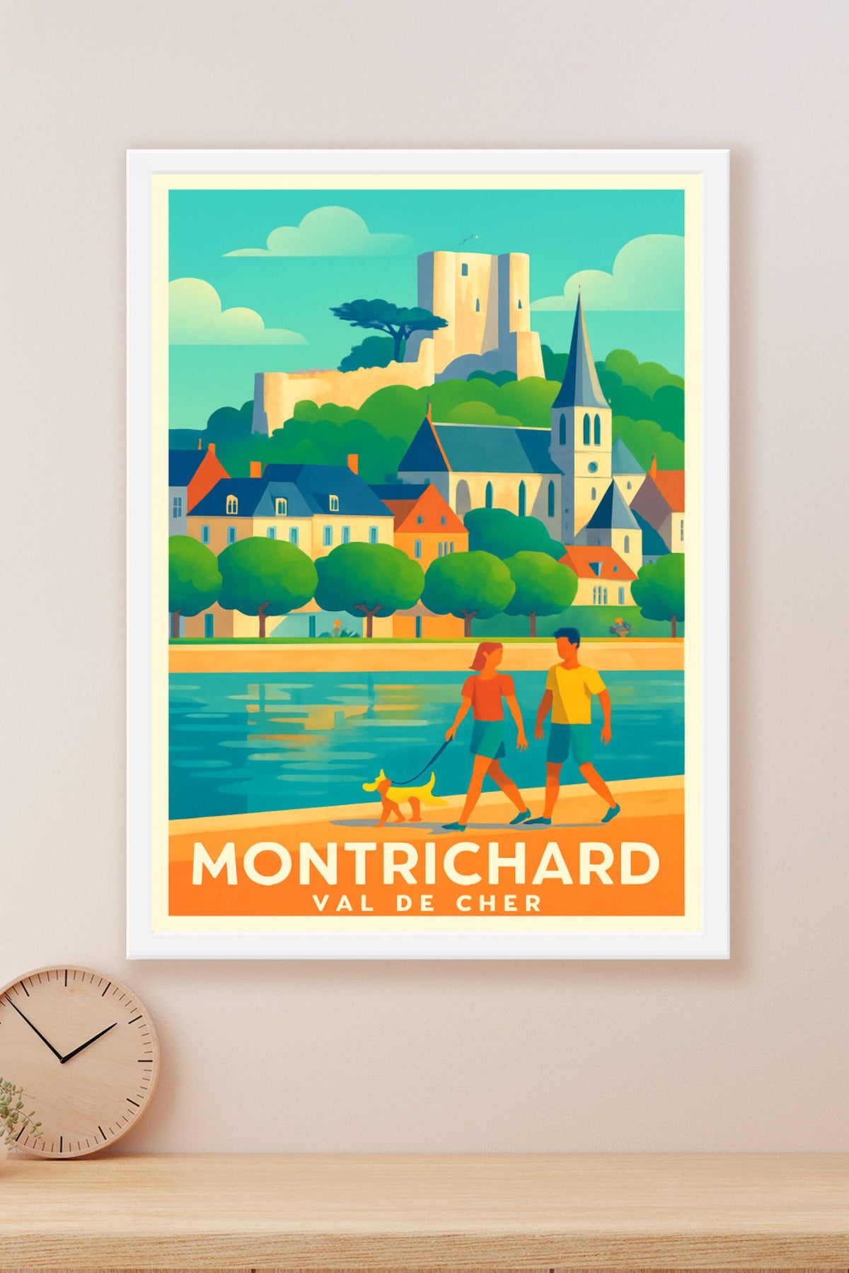 Affiche Montrichard — Promenade au bord du Cher · poster d'art de Montrichard