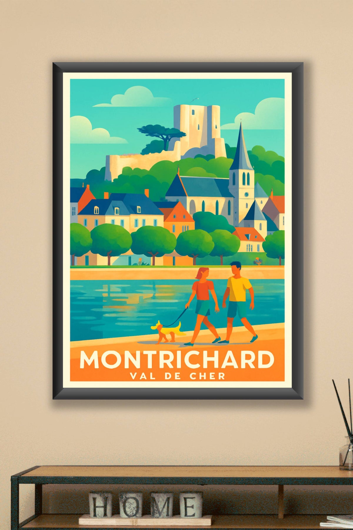 Affiche Montrichard — Promenade au bord du Cher · poster d'art de Montrichard