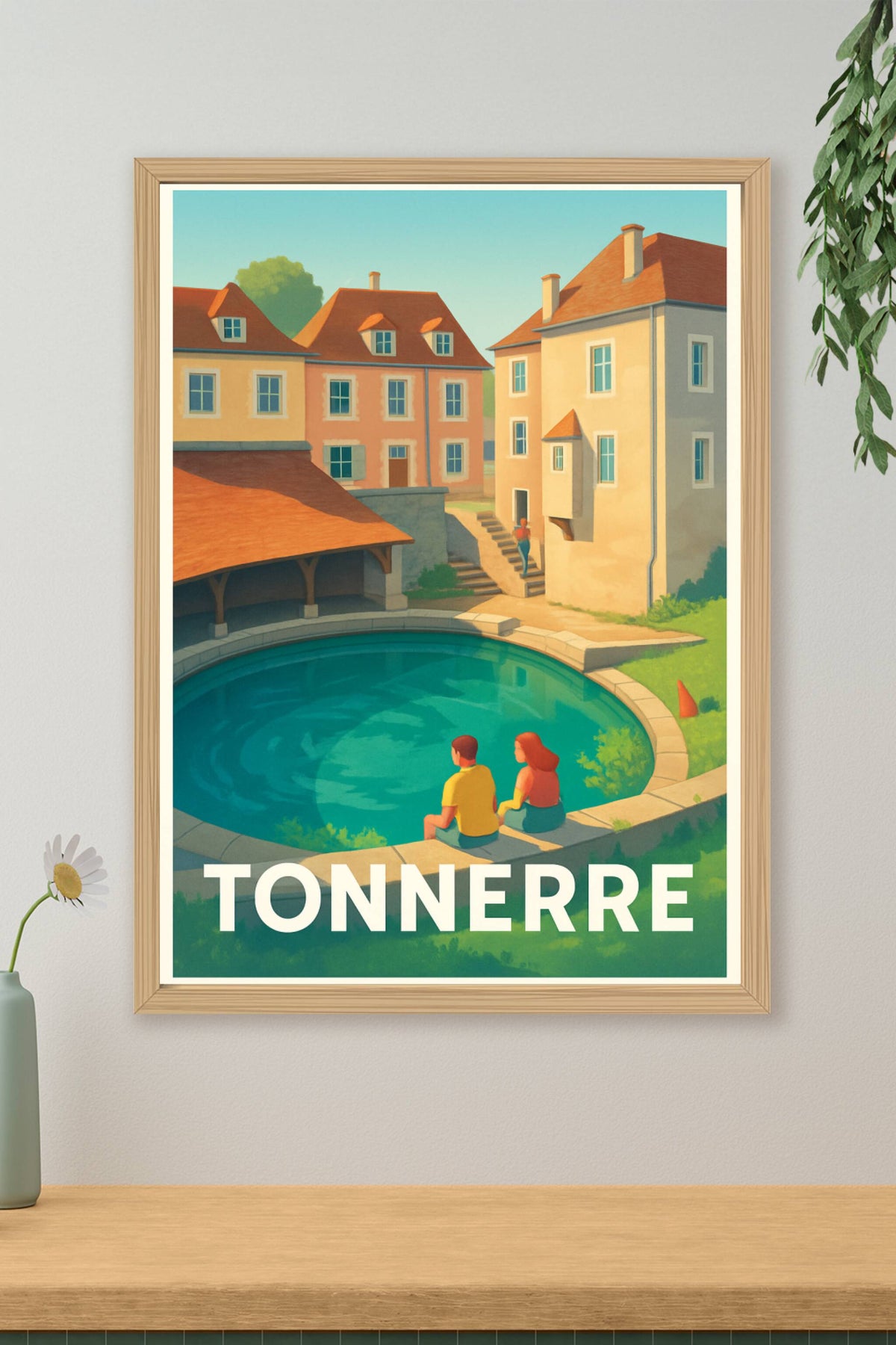 Affiche Tonnerre — Escapade paisible au bassin du gué · poster d'art de Tonnerre