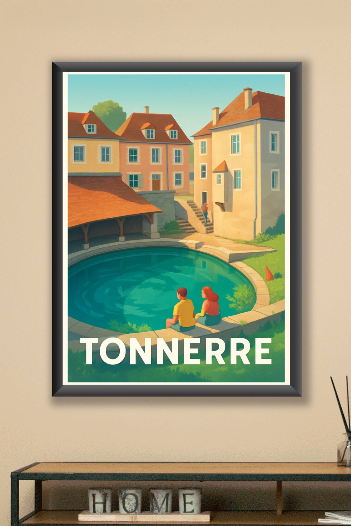Affiche Tonnerre — Escapade paisible au bassin du gué · poster d'art de Tonnerre