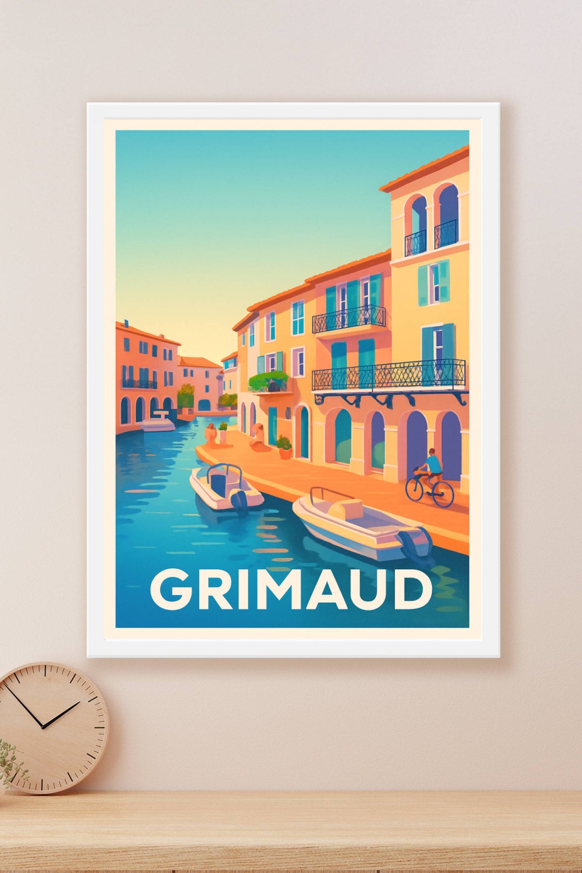 Affiche Grimaud — Charme provençal au bord de l'eau · poster d'art de Grimaud