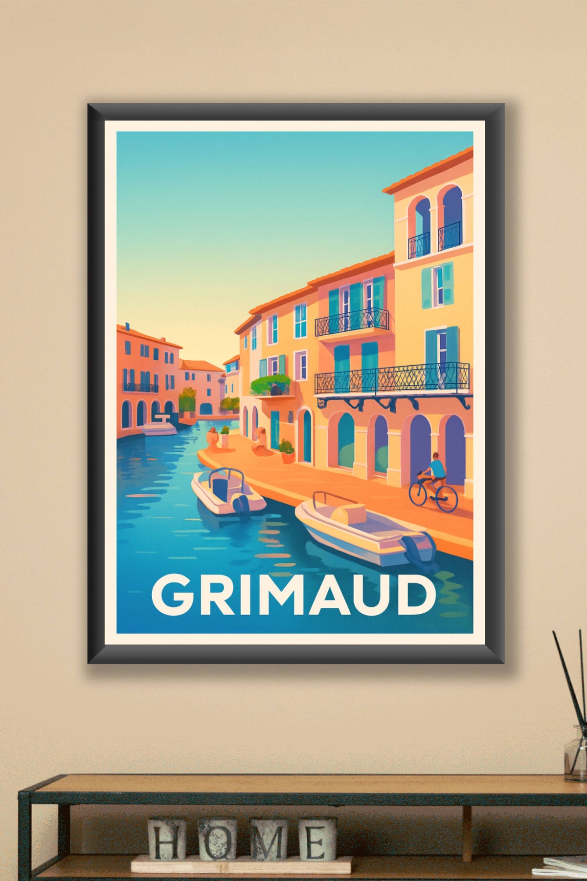 Affiche Grimaud — Charme provençal au bord de l'eau · poster d'art de Grimaud
