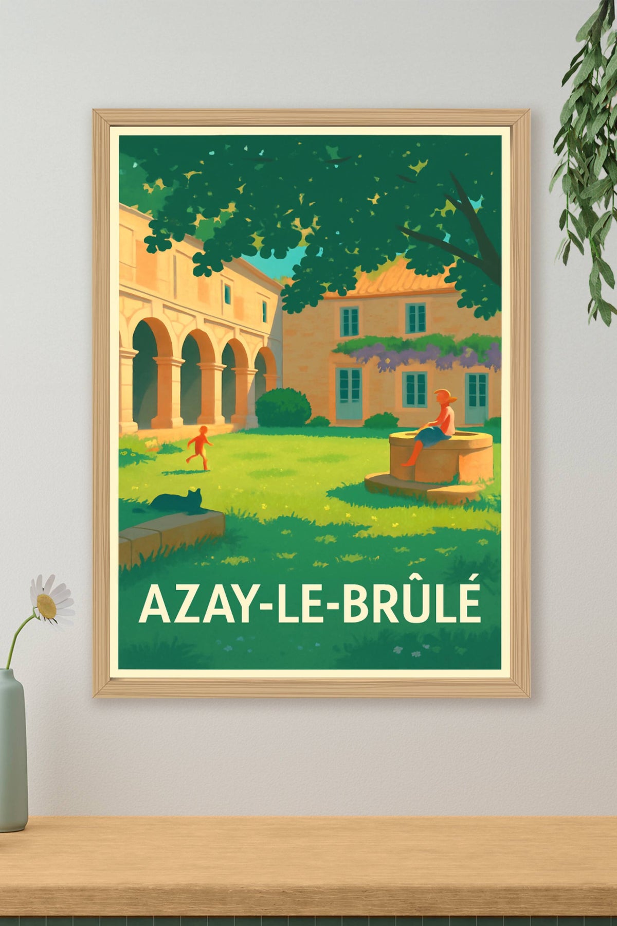 Affiche Azay-le-Brûlé — Charme bucolique et douceur d'été · poster d'art de Azay-le-Brûlé