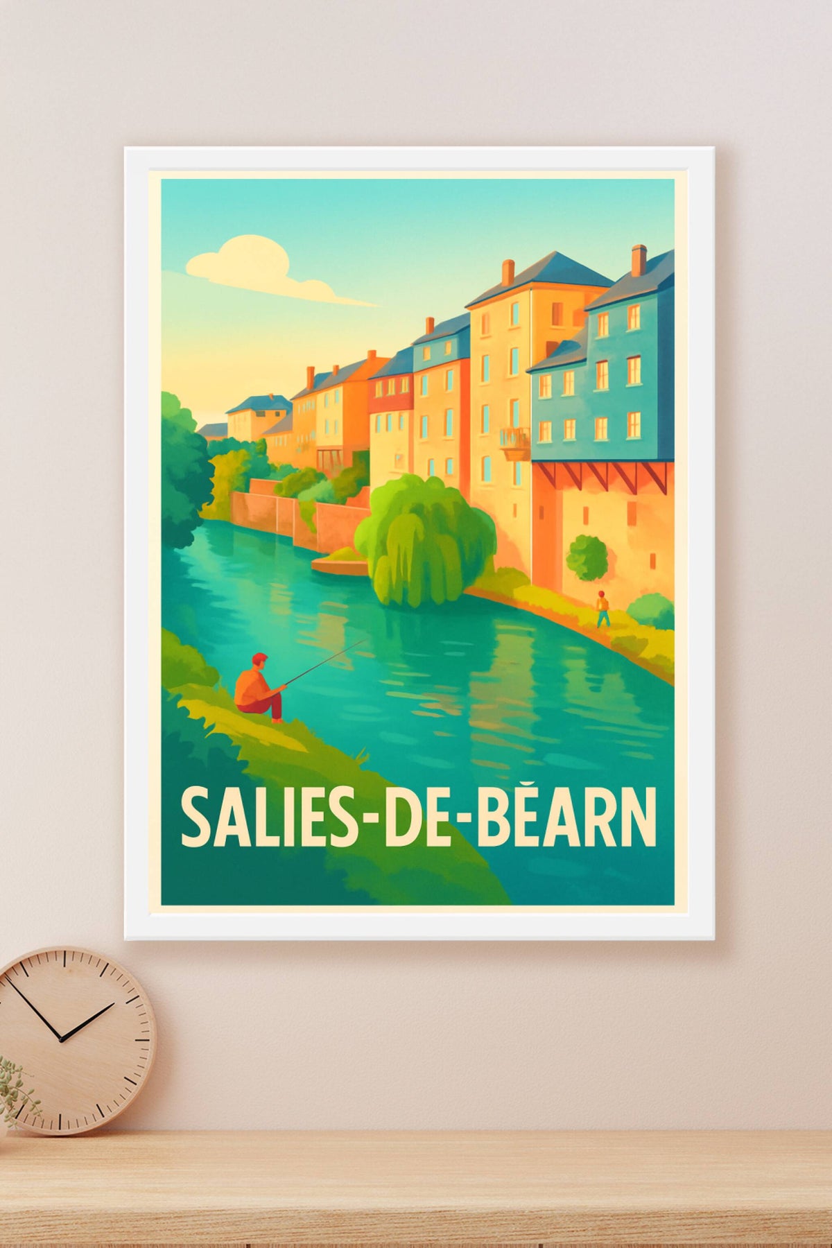 Affiche Salies-de-Béarn — Charme et quiétude au fil de l'eau · poster d'art de Salies-de-Béarn