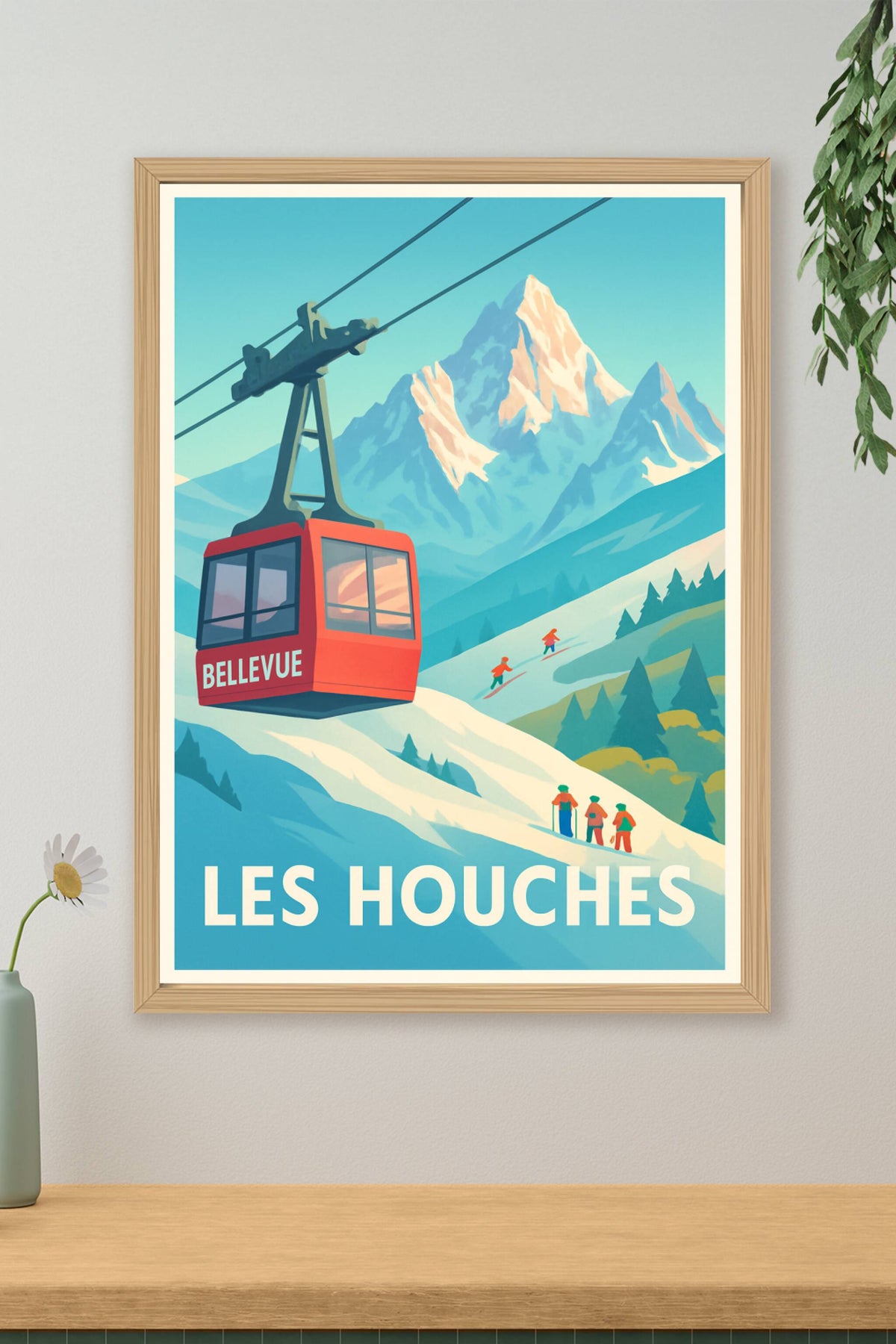 Affiche Les Houches — Évasion alpine en téléphérique · poster d'art de Les Houches