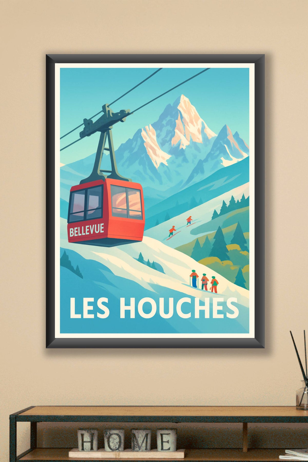 Affiche Les Houches — Évasion alpine en téléphérique · poster d'art de Les Houches