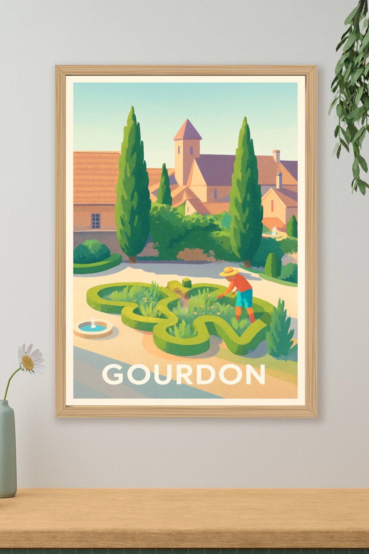 Affiche Gourdon — Charme et sérénité au cœur du jardin provençal · poster d'art de Gourdon