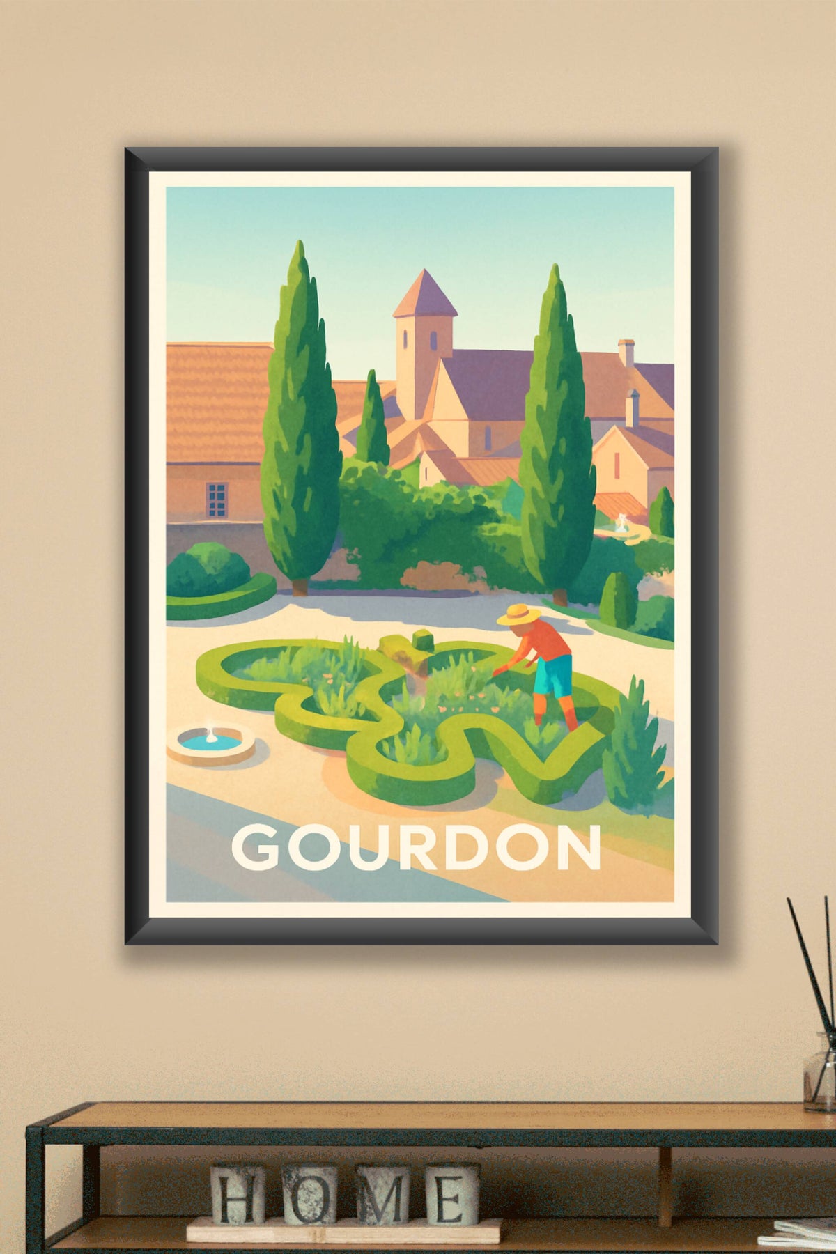 Affiche Gourdon — Charme et sérénité au cœur du jardin provençal · poster d'art de Gourdon