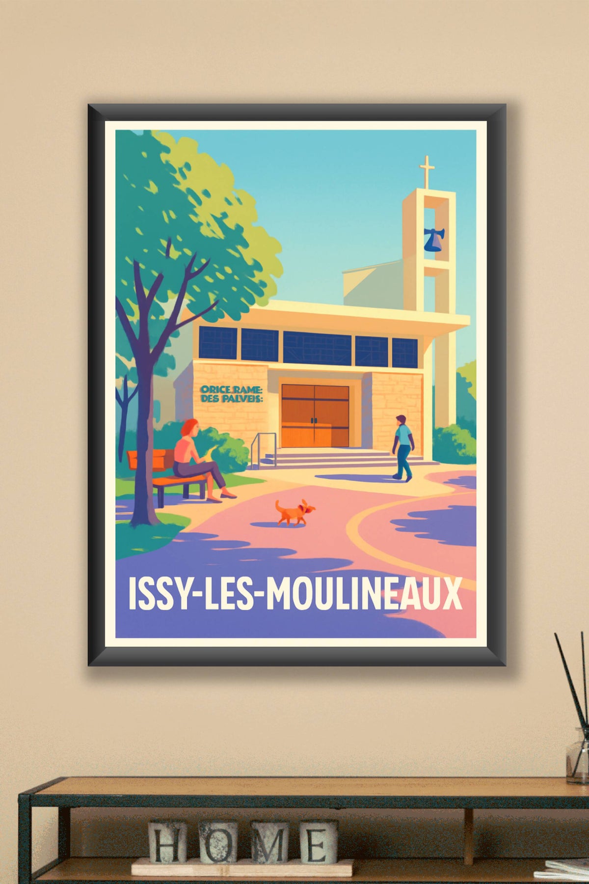 Affiche Issy-les-Moulineaux — Tranquillité et charme urbain · poster d'art de Issy-les-Moulineaux