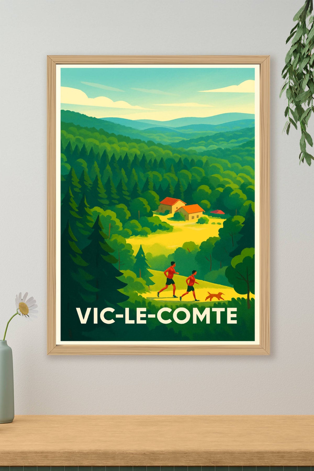 Affiche Vic-le-Comte — Évasion nature et dynamique · poster d'art de Vic-le-Comte