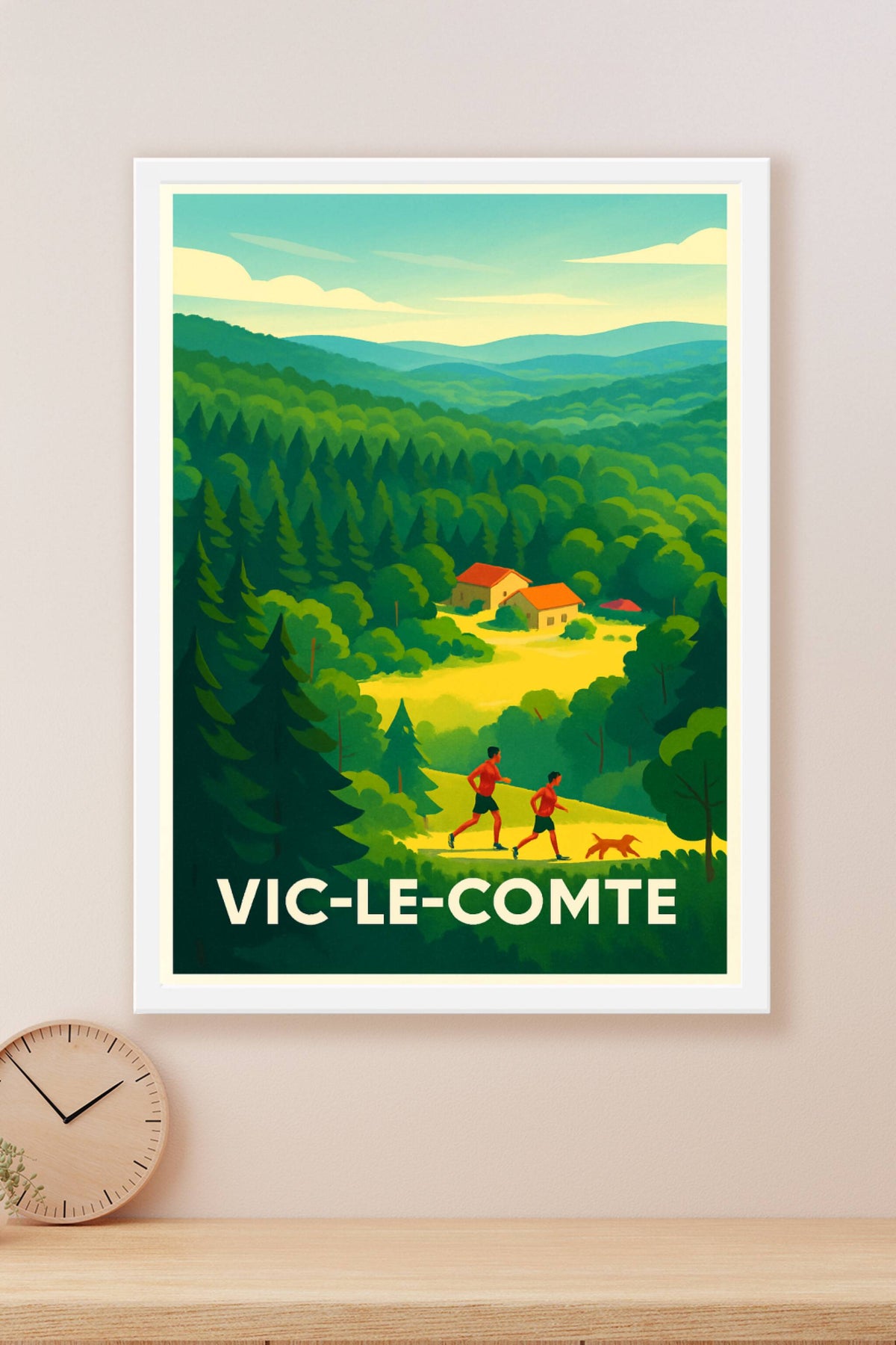 Affiche Vic-le-Comte — Évasion nature et dynamique · poster d'art de Vic-le-Comte