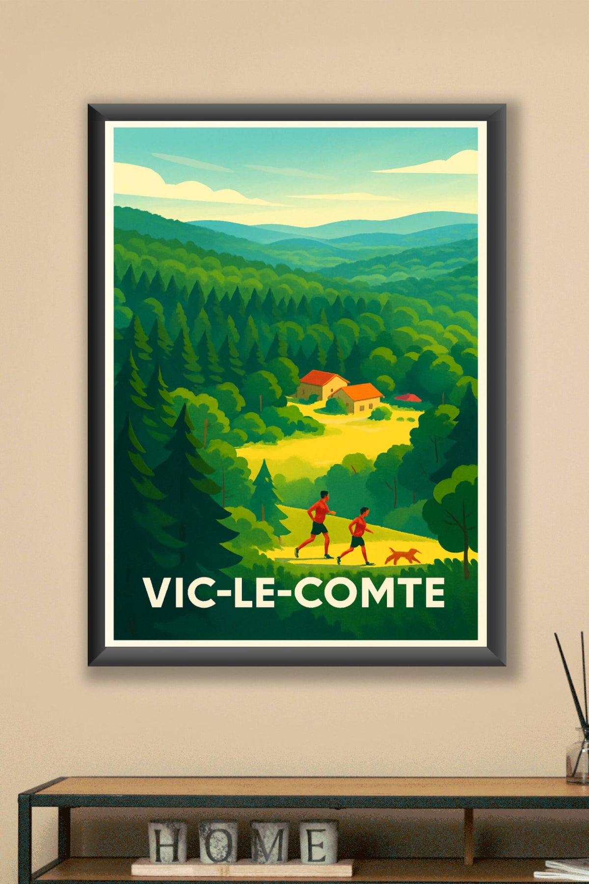 Affiche Vic-le-Comte — Évasion nature et dynamique · poster d'art de Vic-le-Comte