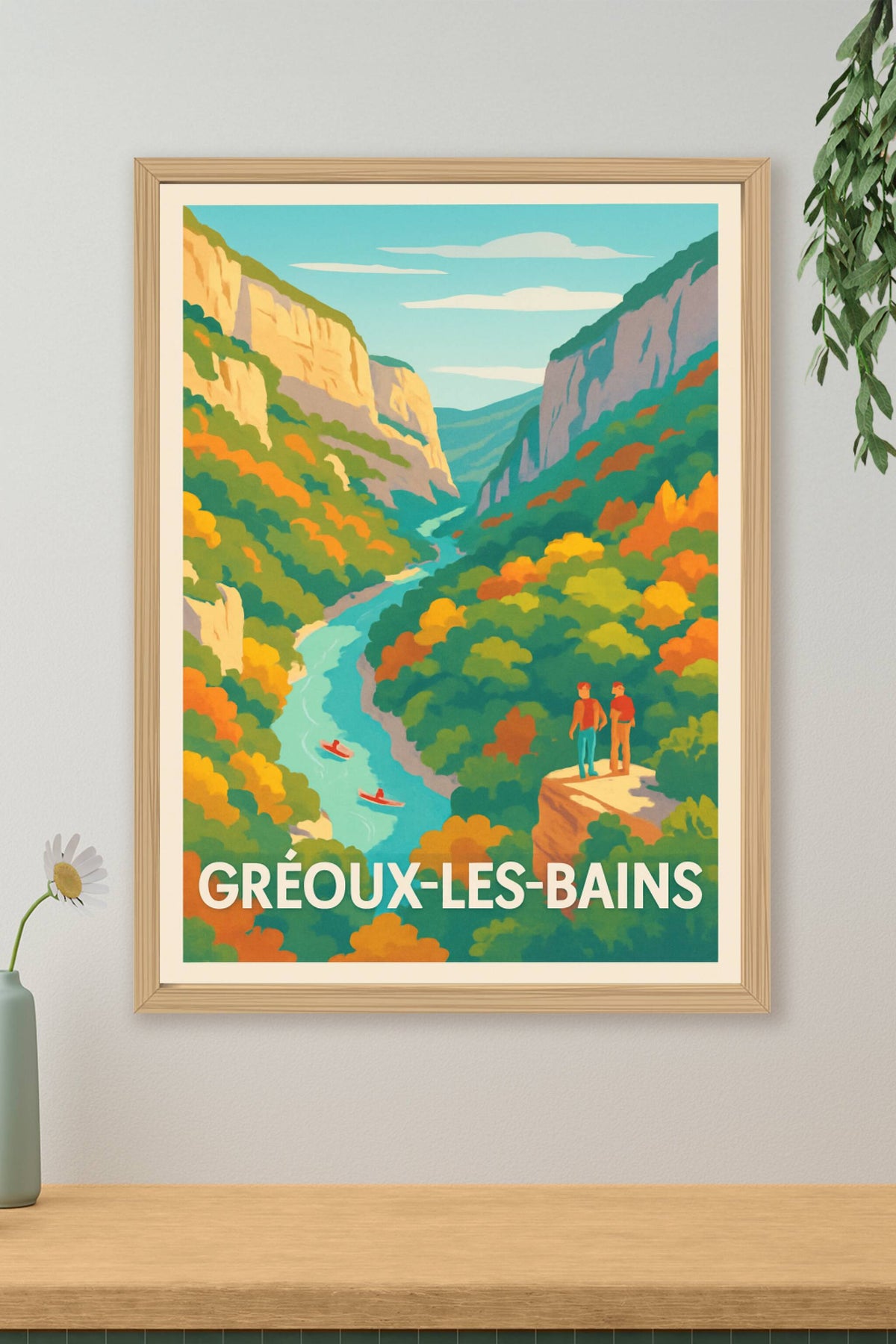 Affiche Gréoux-les-Bains — L'évasion au cœur des gorges · poster d'art de Gréoux-les-Bains