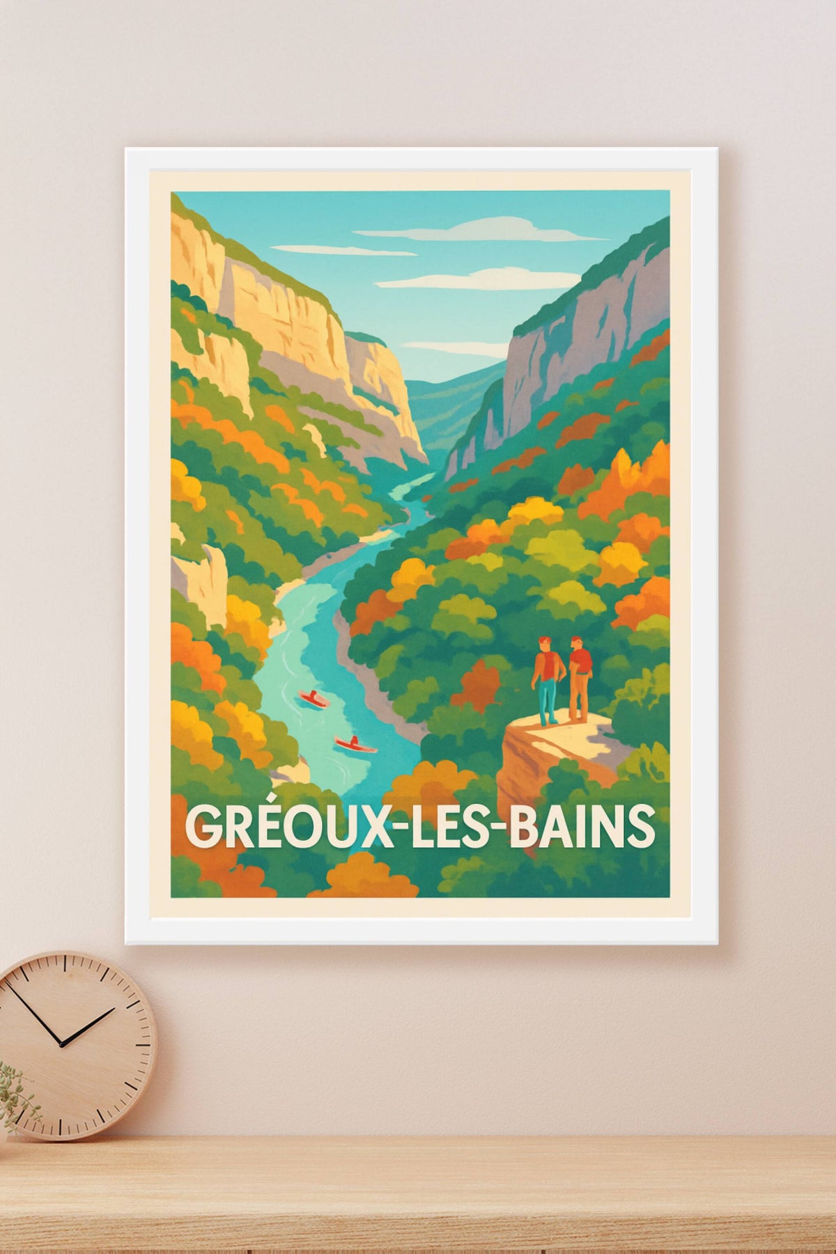 Affiche Gréoux-les-Bains — L'évasion au cœur des gorges · poster d'art de Gréoux-les-Bains