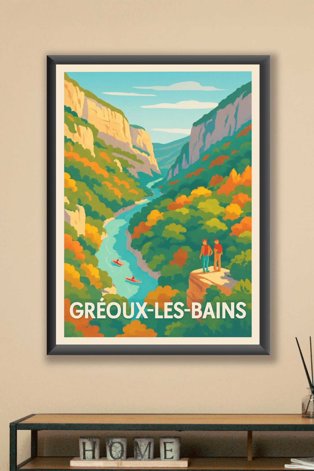 Affiche Gréoux-les-Bains — L'évasion au cœur des gorges · poster d'art de Gréoux-les-Bains