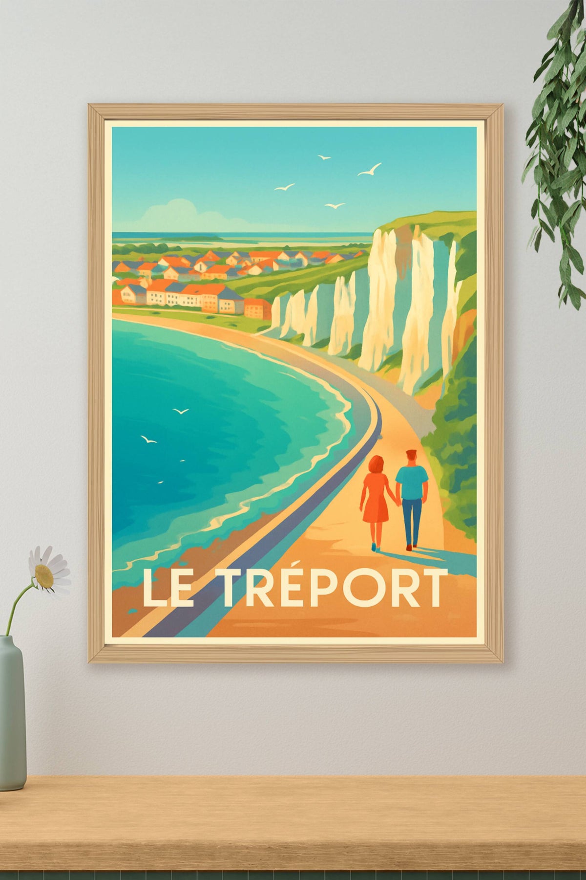 Affiche Le Tréport — Balade romantique au bord des falaises · poster d'art de Le Tréport