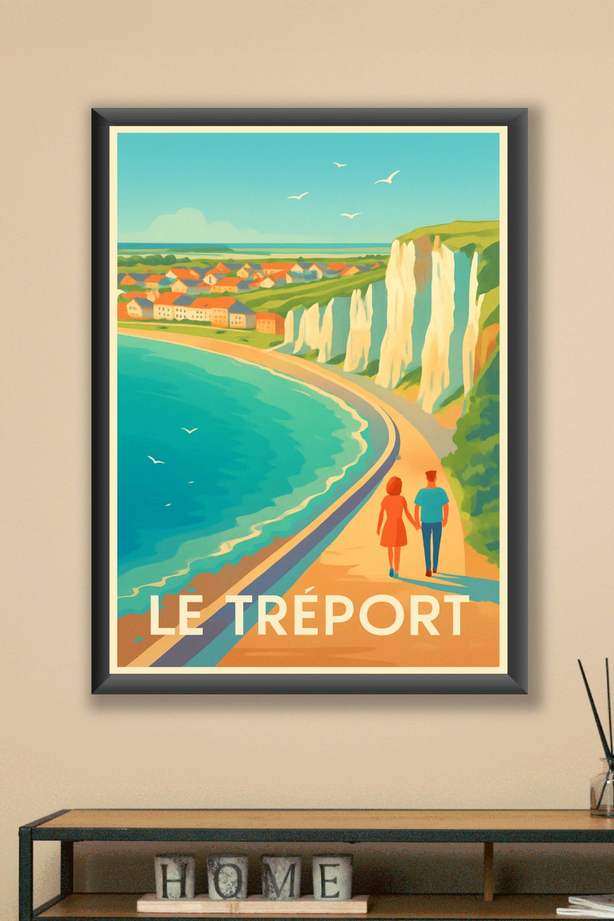 Affiche Le Tréport — Balade romantique au bord des falaises · poster d'art de Le Tréport