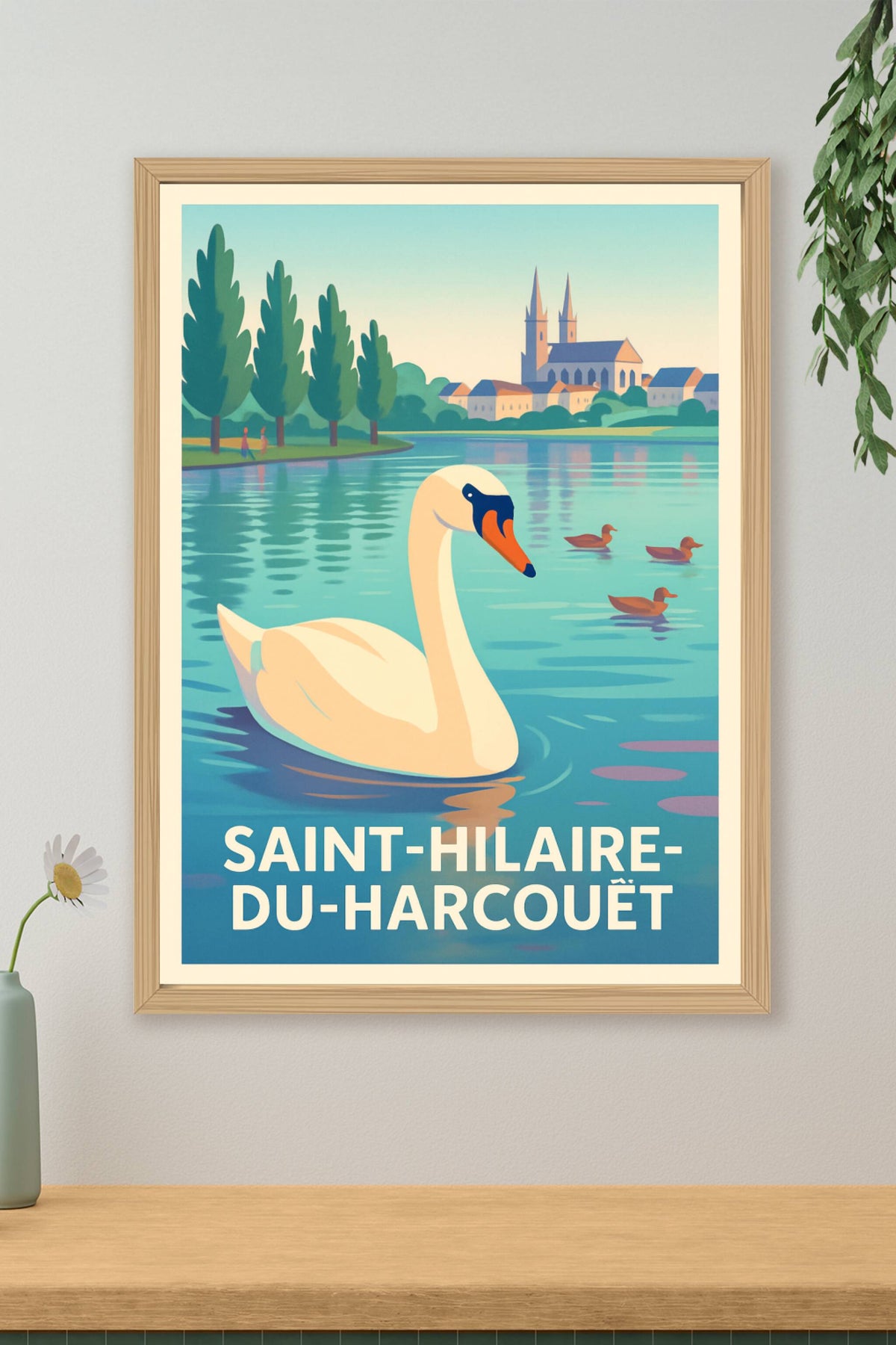 Affiche Saint-Hilaire-du-Harcoué — Élégance et sérénité au fil de l'eau · poster d'art de Saint-Hilaire-du-Harcoué