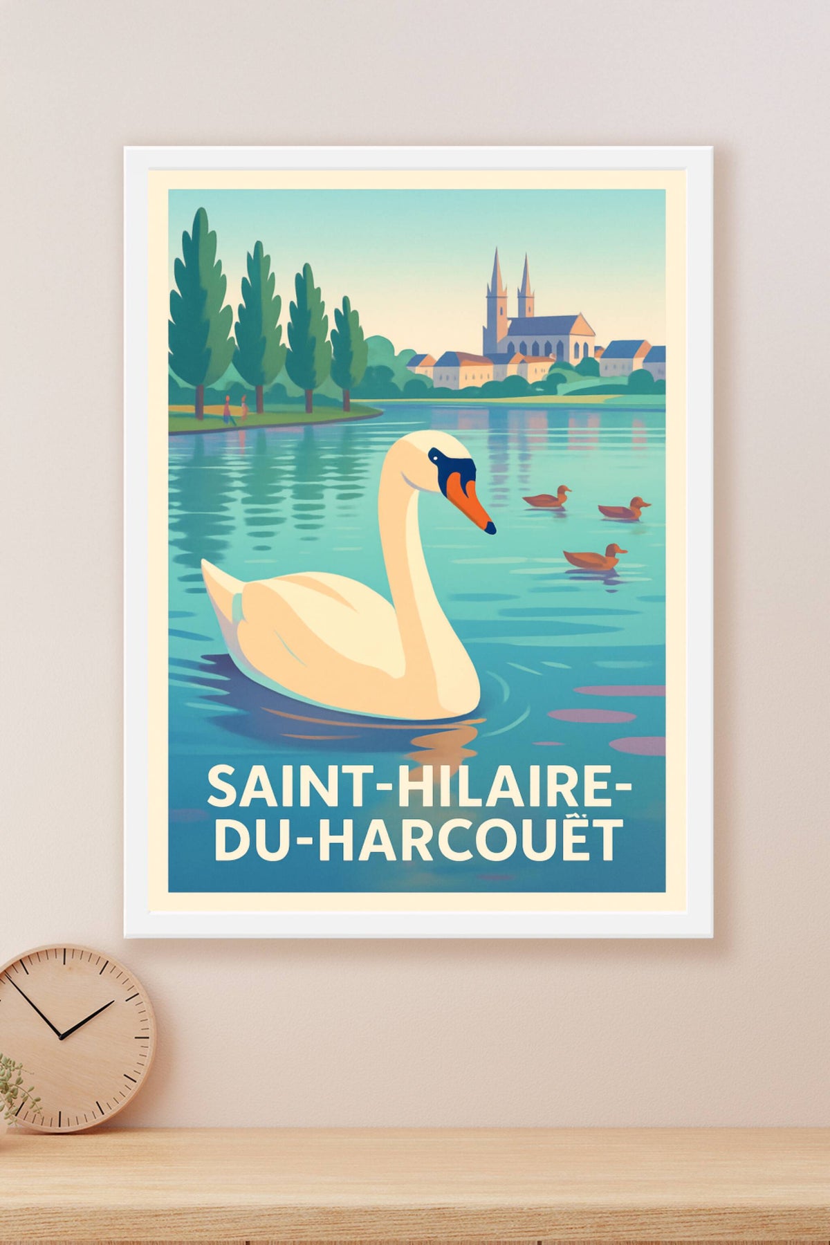 Affiche Saint-Hilaire-du-Harcoué — Élégance et sérénité au fil de l'eau · poster d'art de Saint-Hilaire-du-Harcoué
