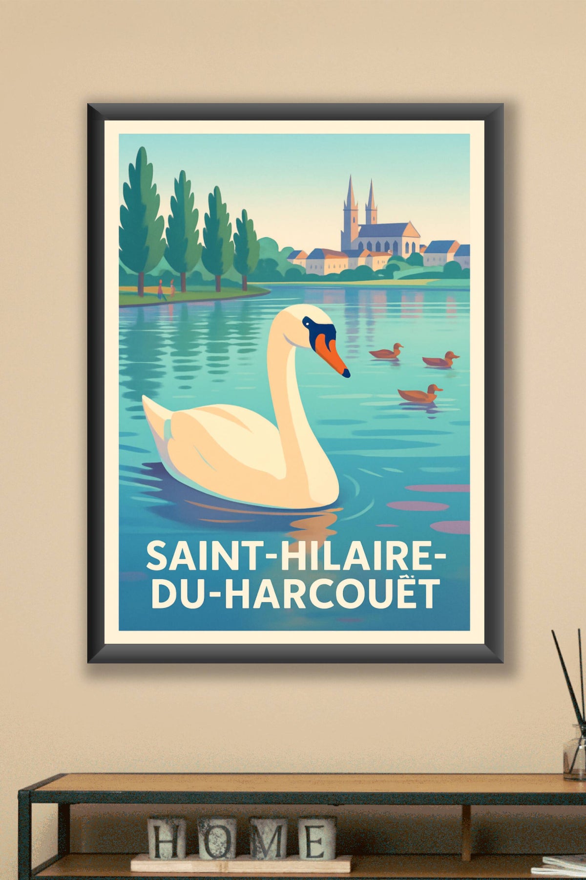 Affiche Saint-Hilaire-du-Harcoué — Élégance et sérénité au fil de l'eau · poster d'art de Saint-Hilaire-du-Harcoué