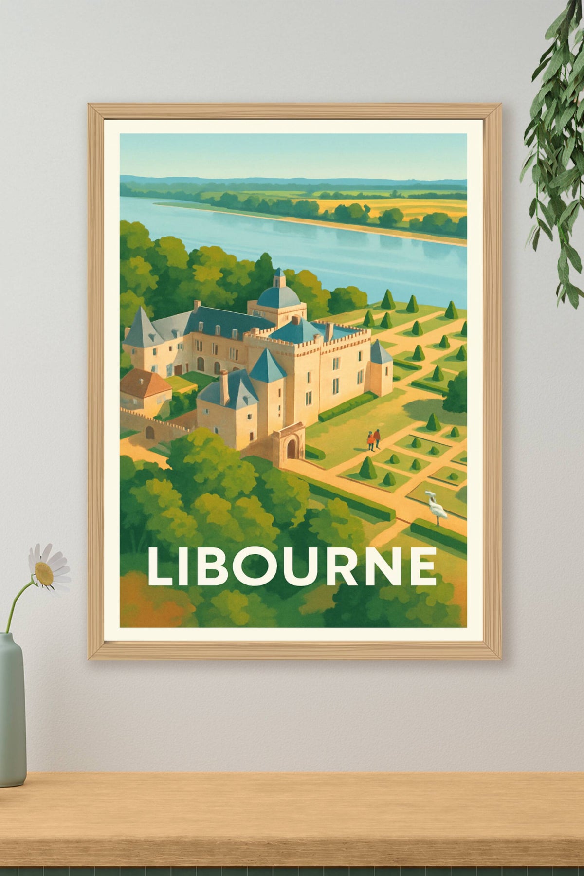 Affiche Libourne — Élégance et charme au fil de l'eau · poster d'art de Libourne