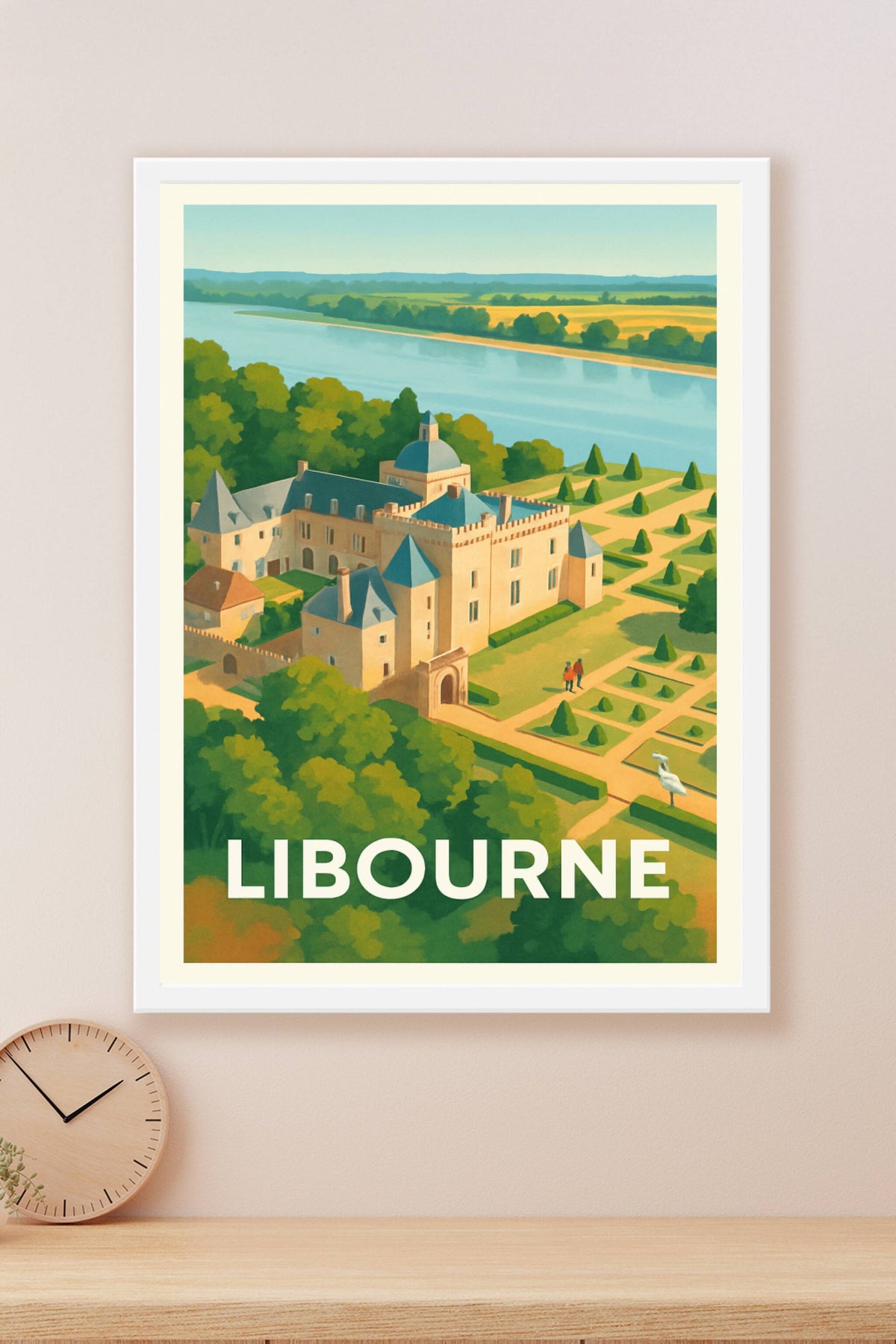 Affiche Libourne — Élégance et charme au fil de l'eau · poster d'art de Libourne