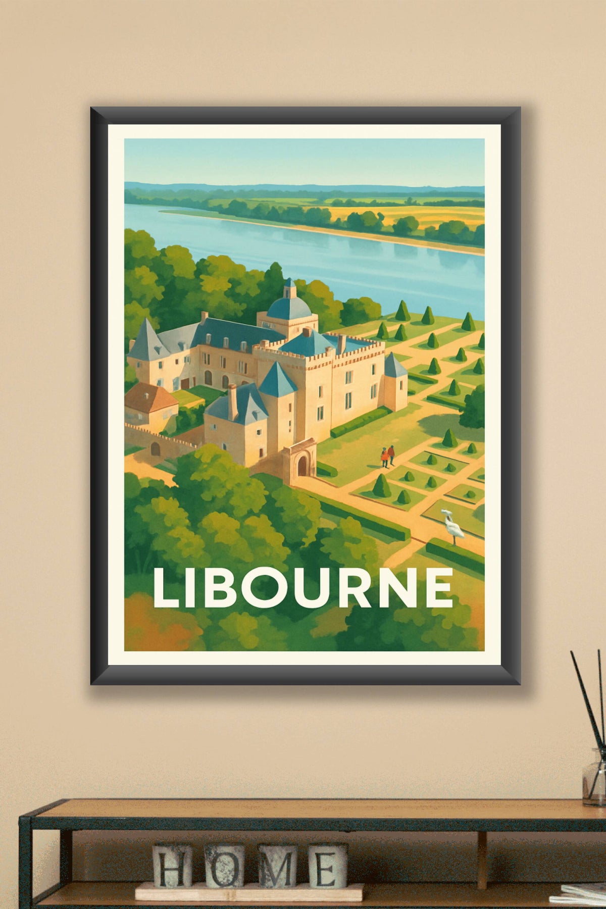 Affiche Libourne — Élégance et charme au fil de l'eau · poster d'art de Libourne
