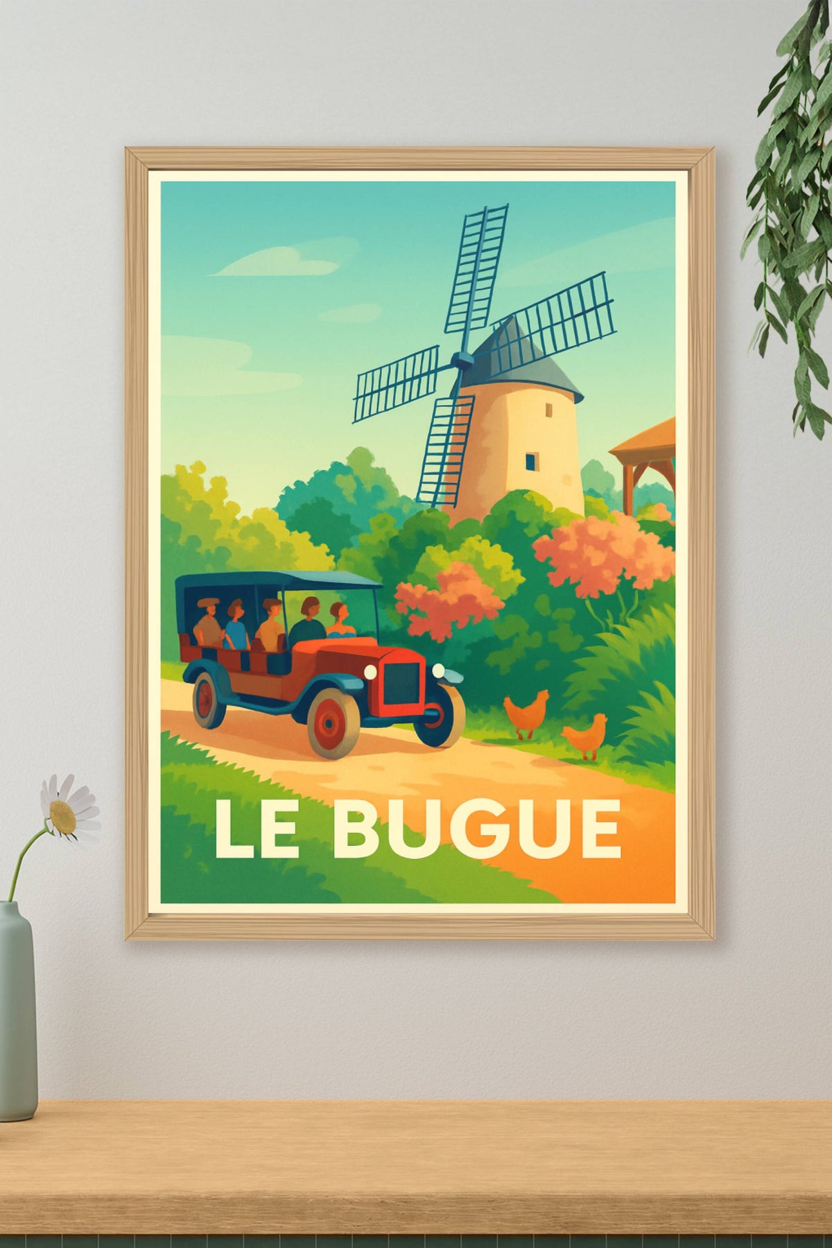 Affiche Le Bugue — Charme bucolique et vintage · poster d'art de Le Bugue
