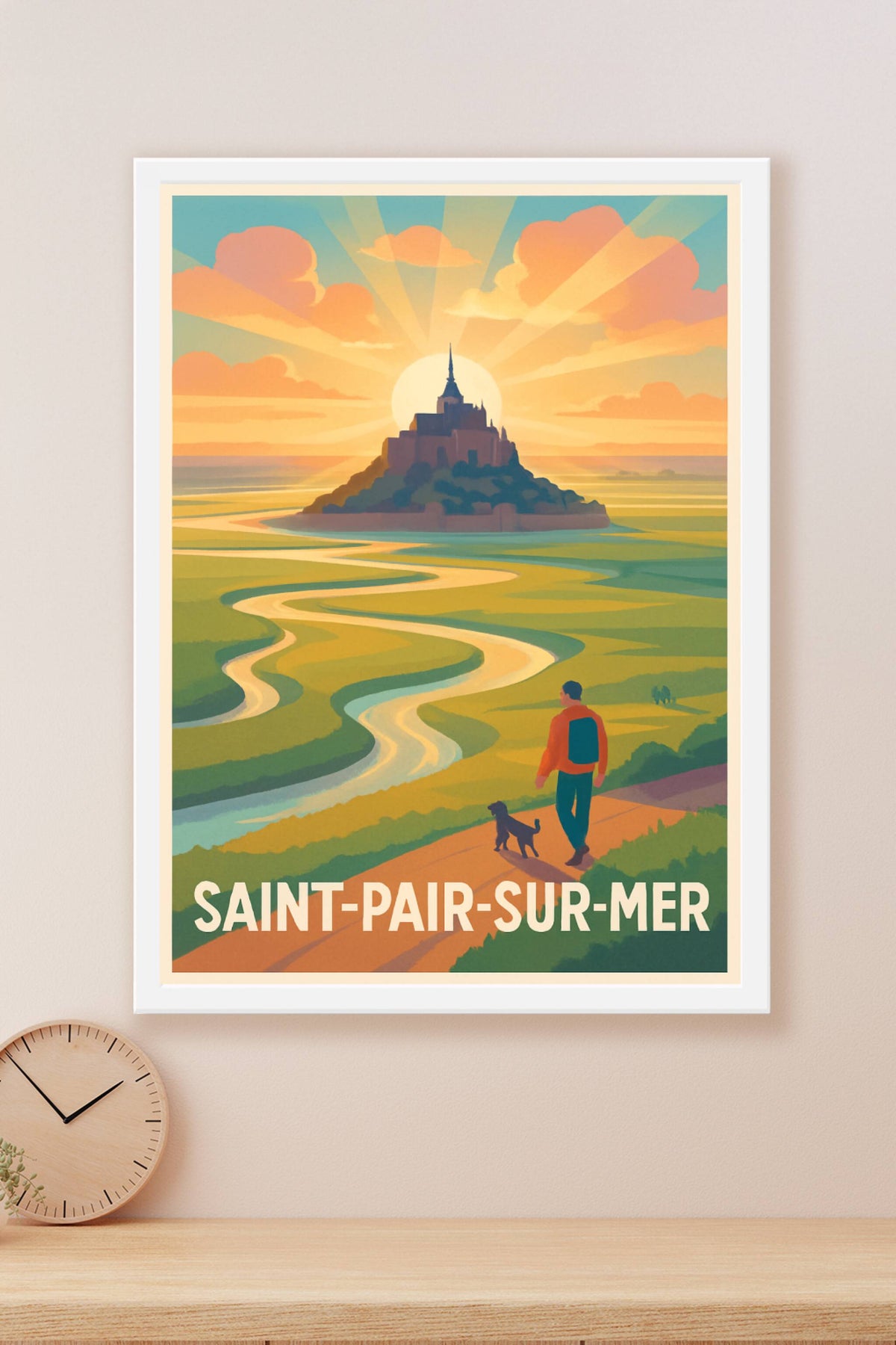 Affiche Saint-Pair-sur-Mer — L'évasion au coucher du soleil · poster d'art de Saint-Pair-sur-Mer