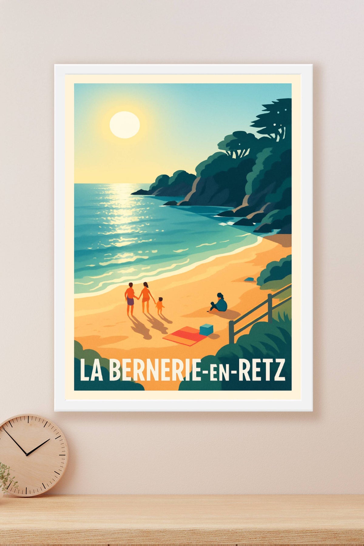Affiche La Bernerie-en-Retz — Escapade en bord de mer au coucher du soleil · poster d'art de La Bernerie-en-Retz