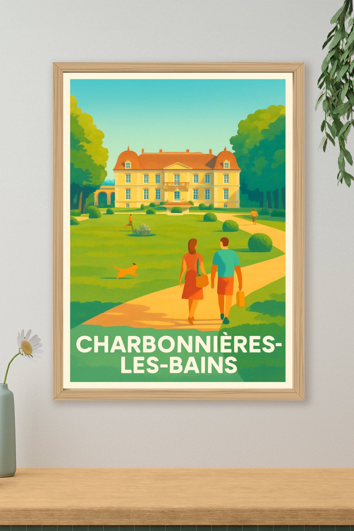 Affiche Charbonnières-les-Bains — Escapade élégante au cœur du parc · poster d'art de Charbonnières-les-Bains