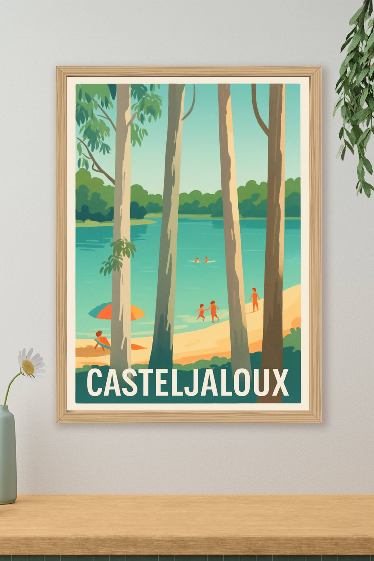 Affiche Casteljaloux — Échappée fraîche au bord du lac · poster d'art de Casteljaloux