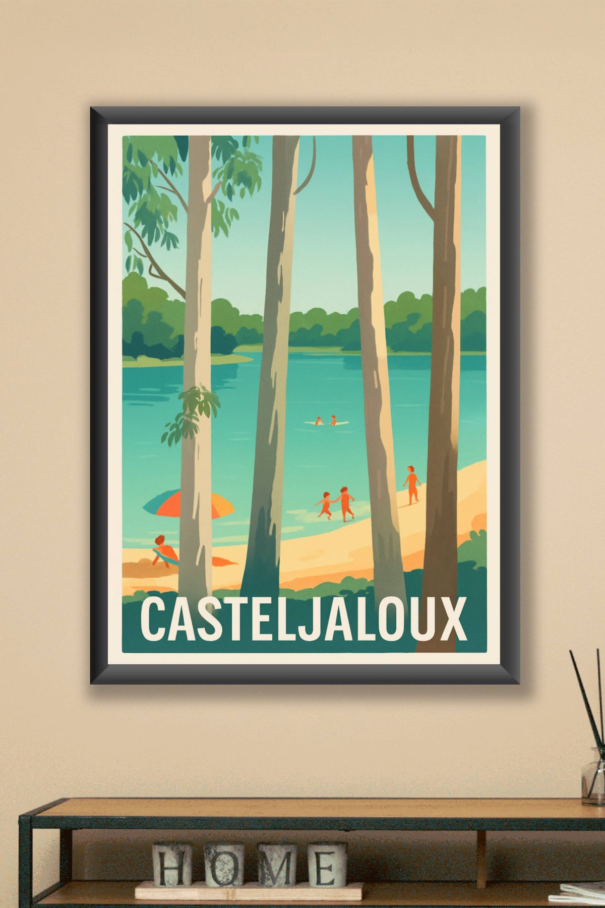 Affiche Casteljaloux — Échappée fraîche au bord du lac · poster d'art de Casteljaloux