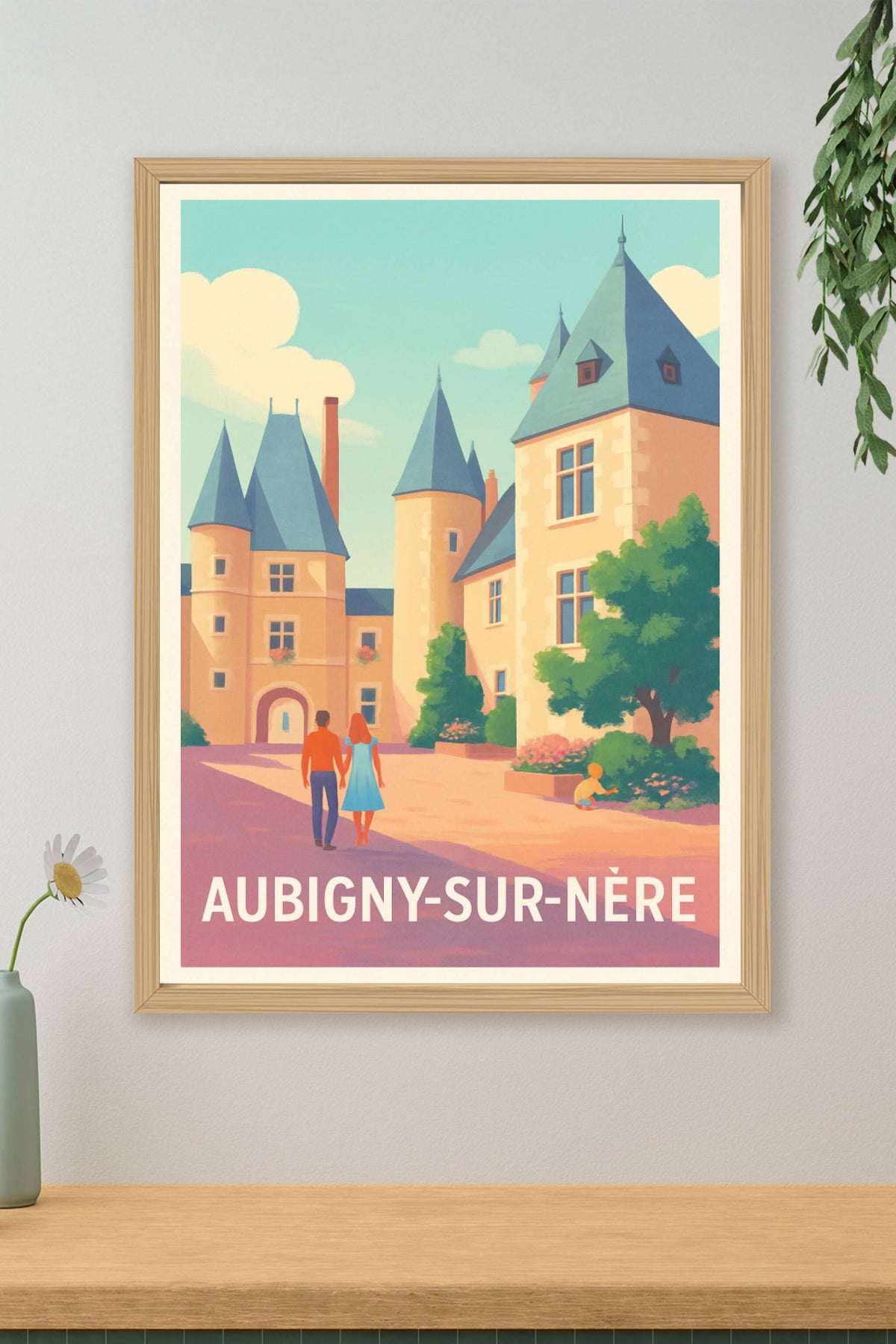 Affiche Aubigny-sur-Nère — Charme médiéval au cœur de la Sologne · poster d'art de Aubigny-sur-Nère