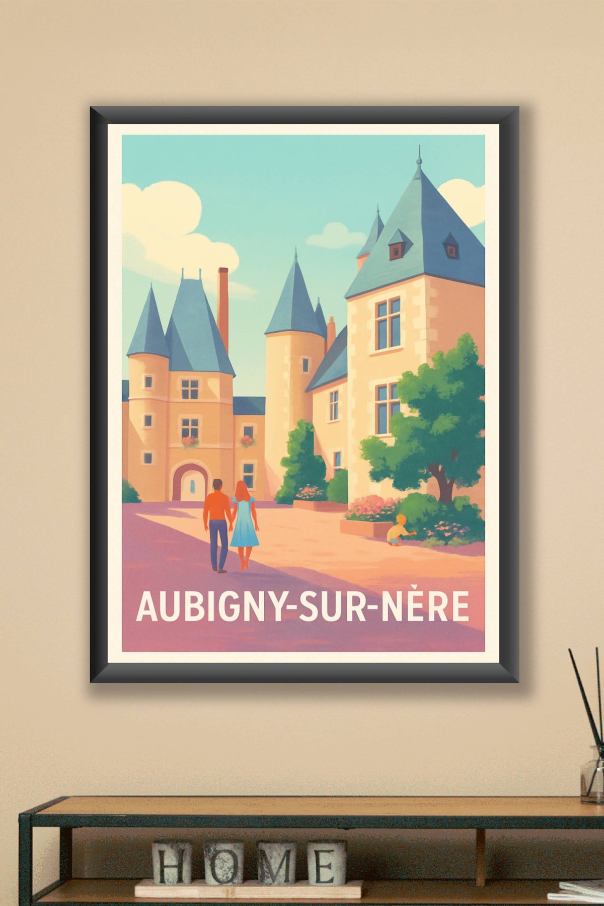 Affiche Aubigny-sur-Nère — Charme médiéval au cœur de la Sologne · poster d'art de Aubigny-sur-Nère